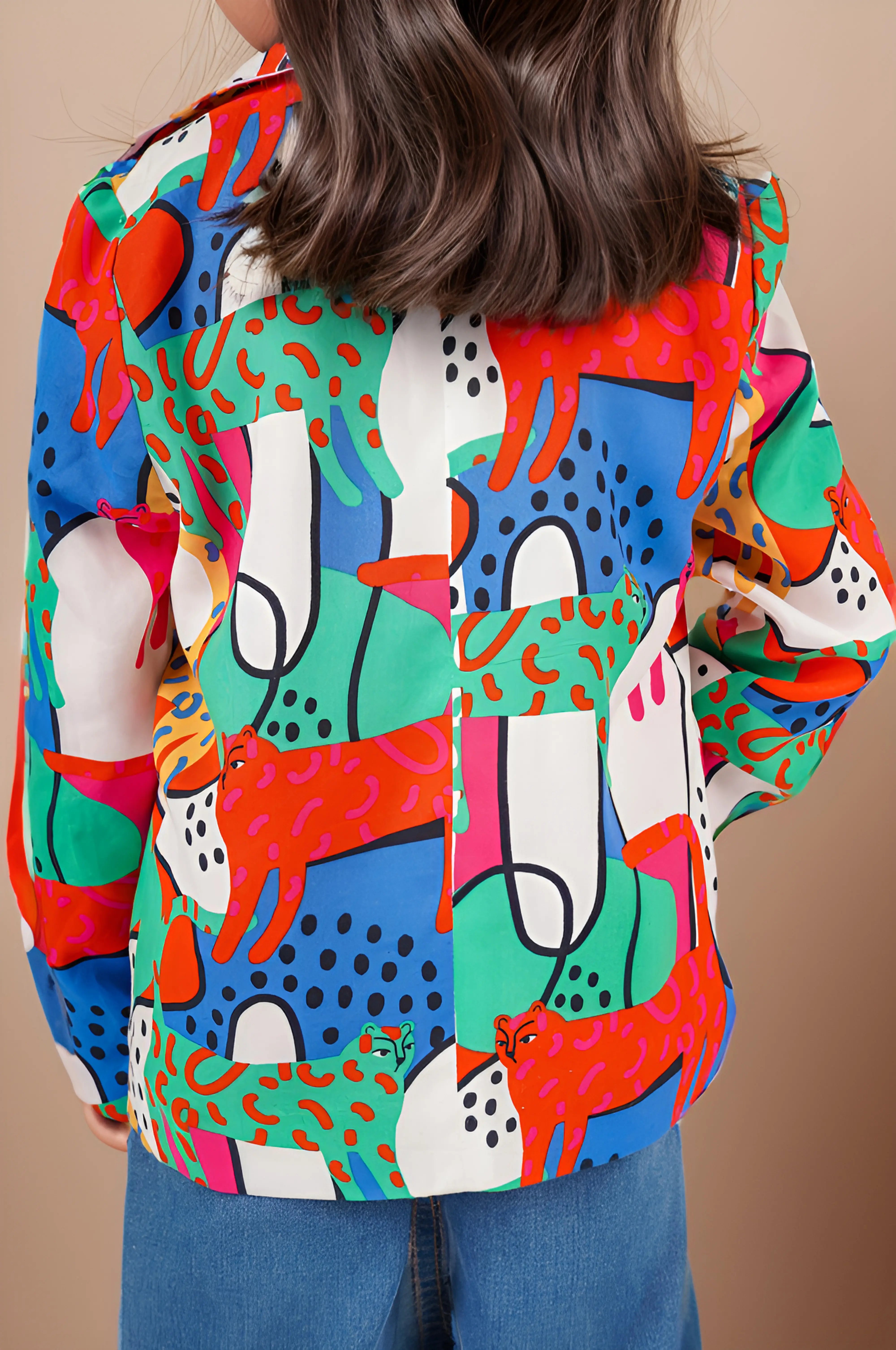 Back close up of a Animal Print Jackets for Girls.