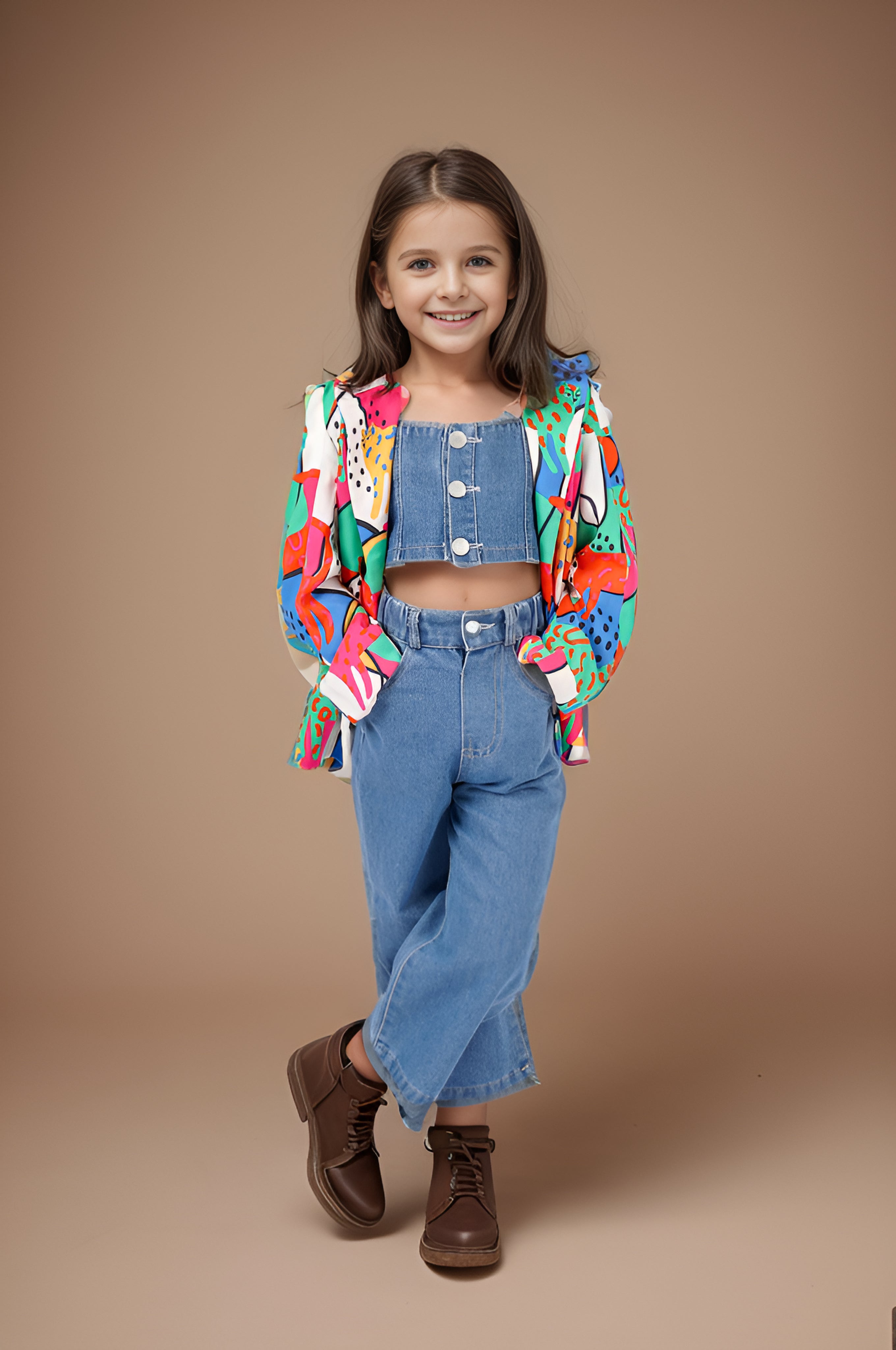 Full front of a Animal Print Jackets for Girls.