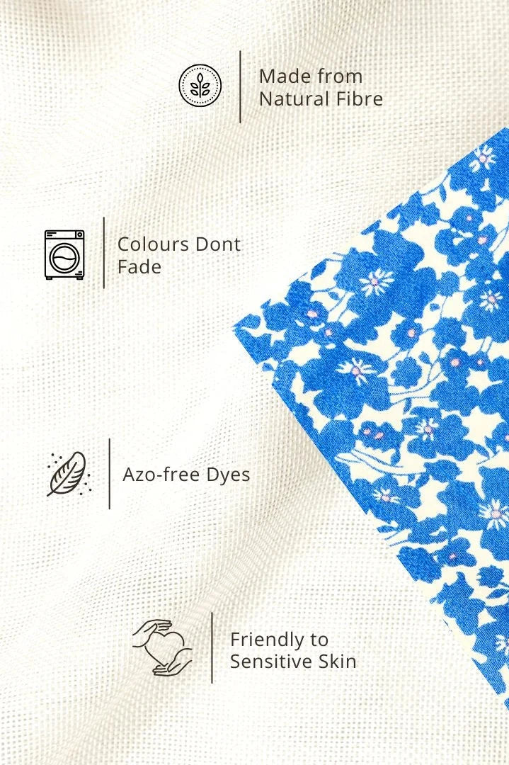 Fabric detail of a Floral Print Pure Cotton Dress For Girls.