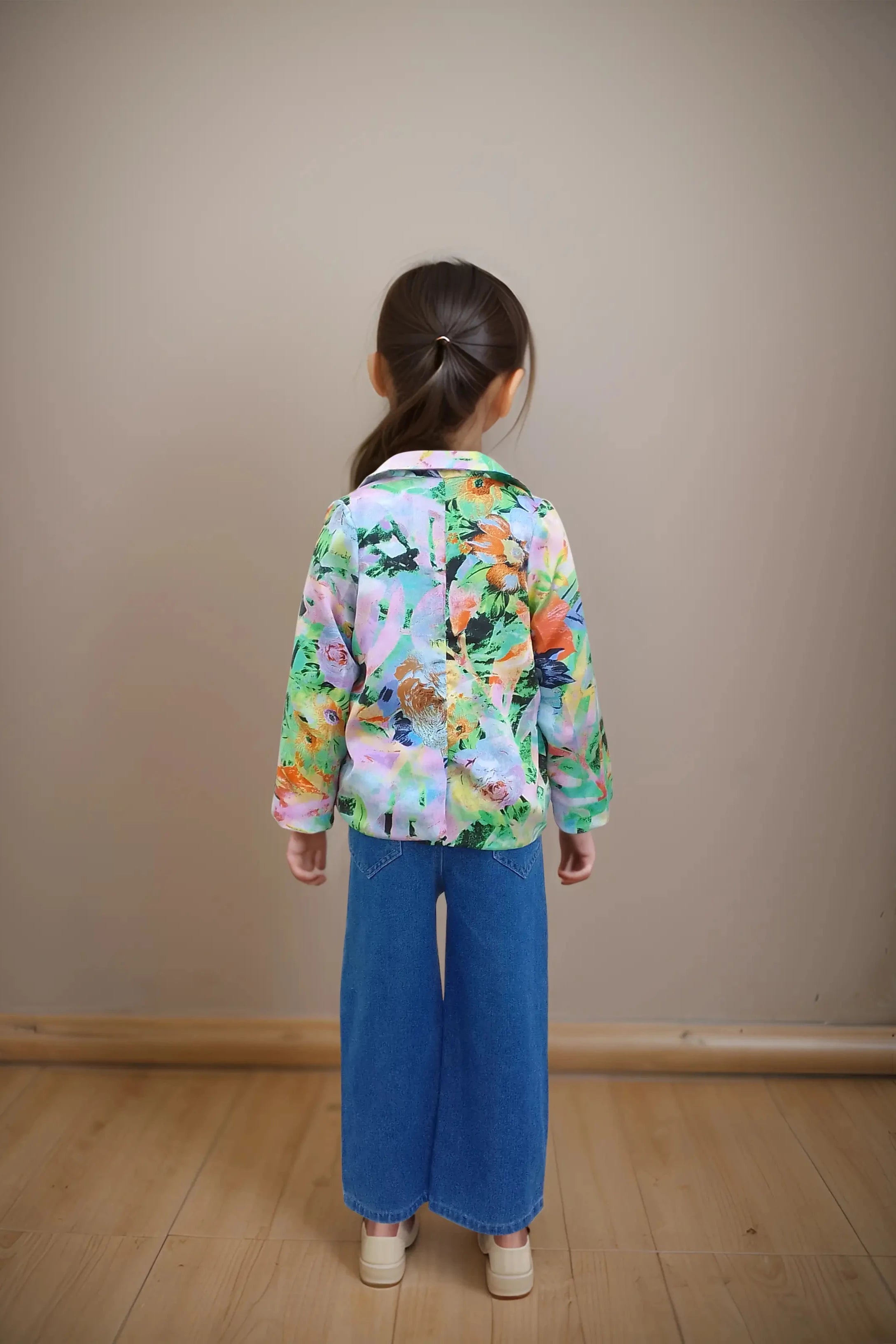 Full back of a Casual Satin Jackets for Girls.