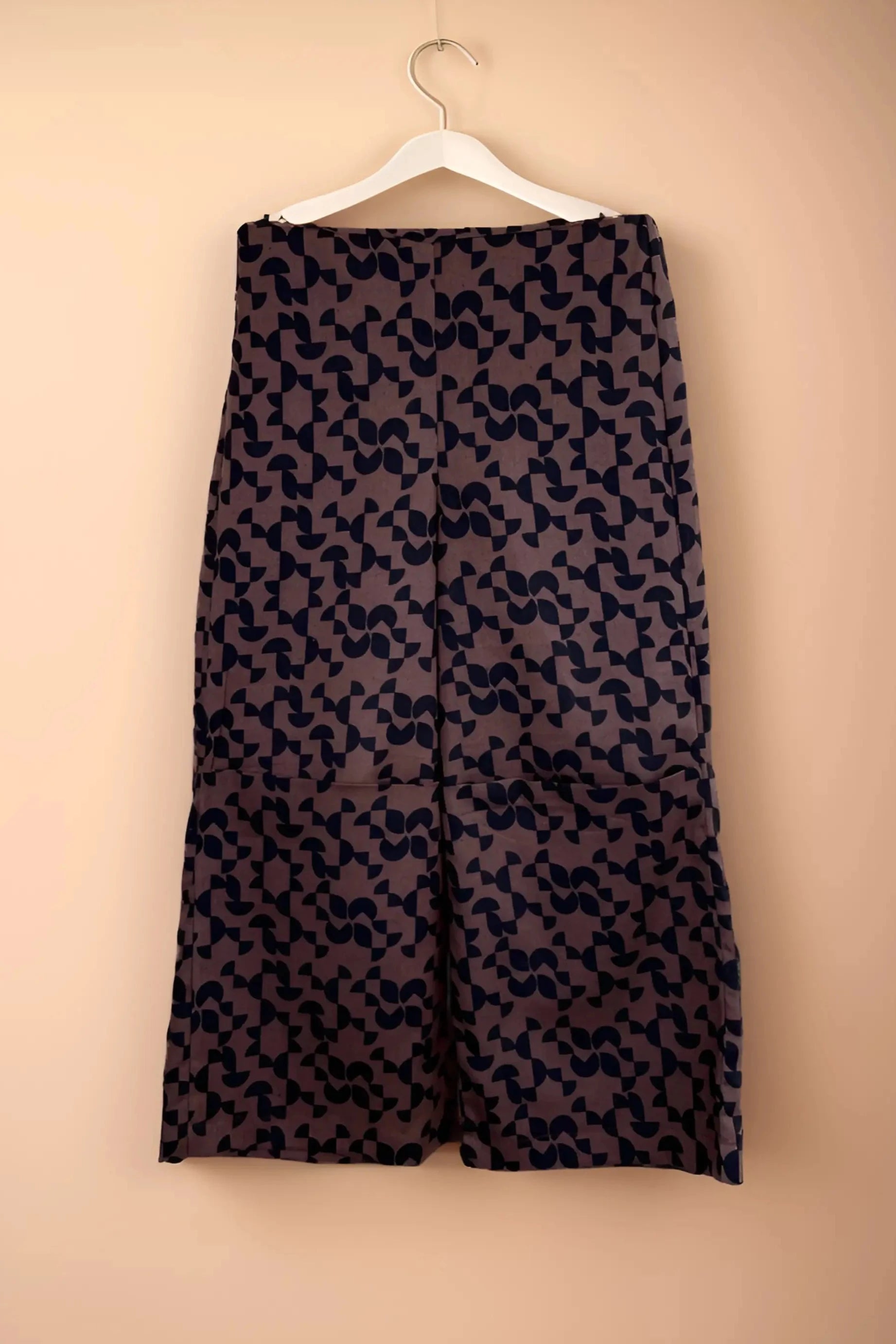 Flat view of top of a Girls' Brown Cotton Top and Pants Set.