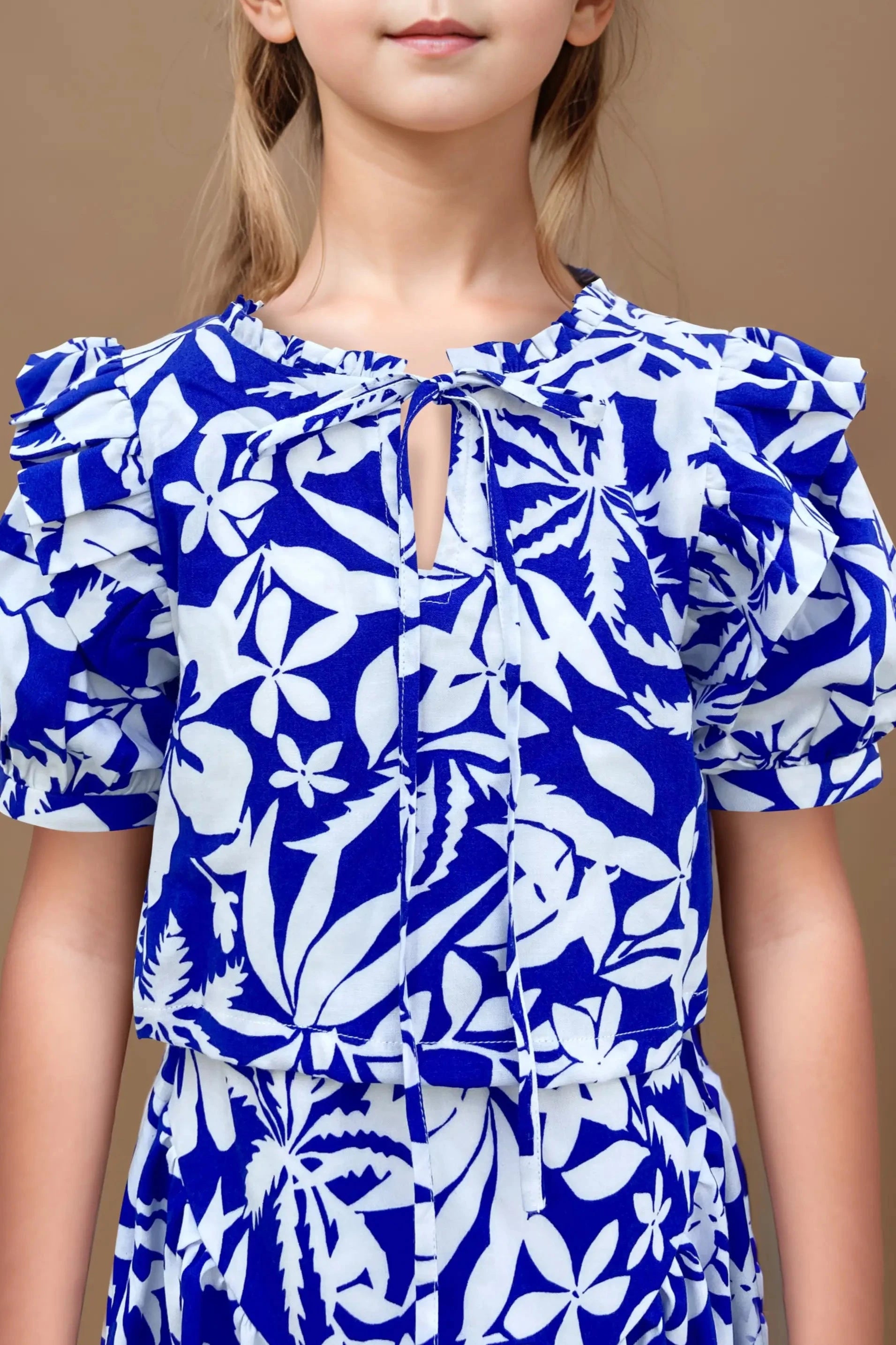 Front close up blue skirt top