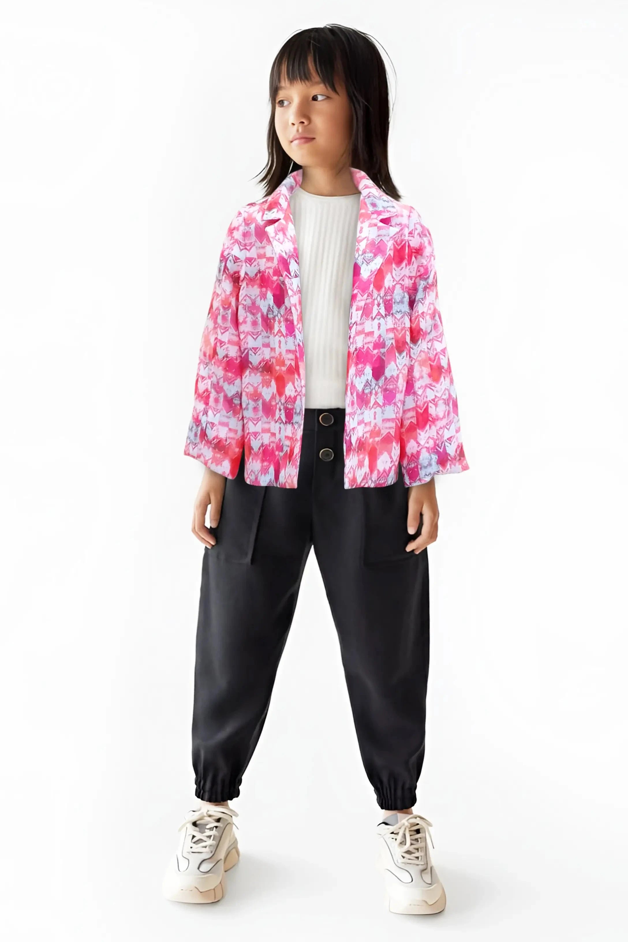 Full front of a Trendy Pink Girls' Jacket.