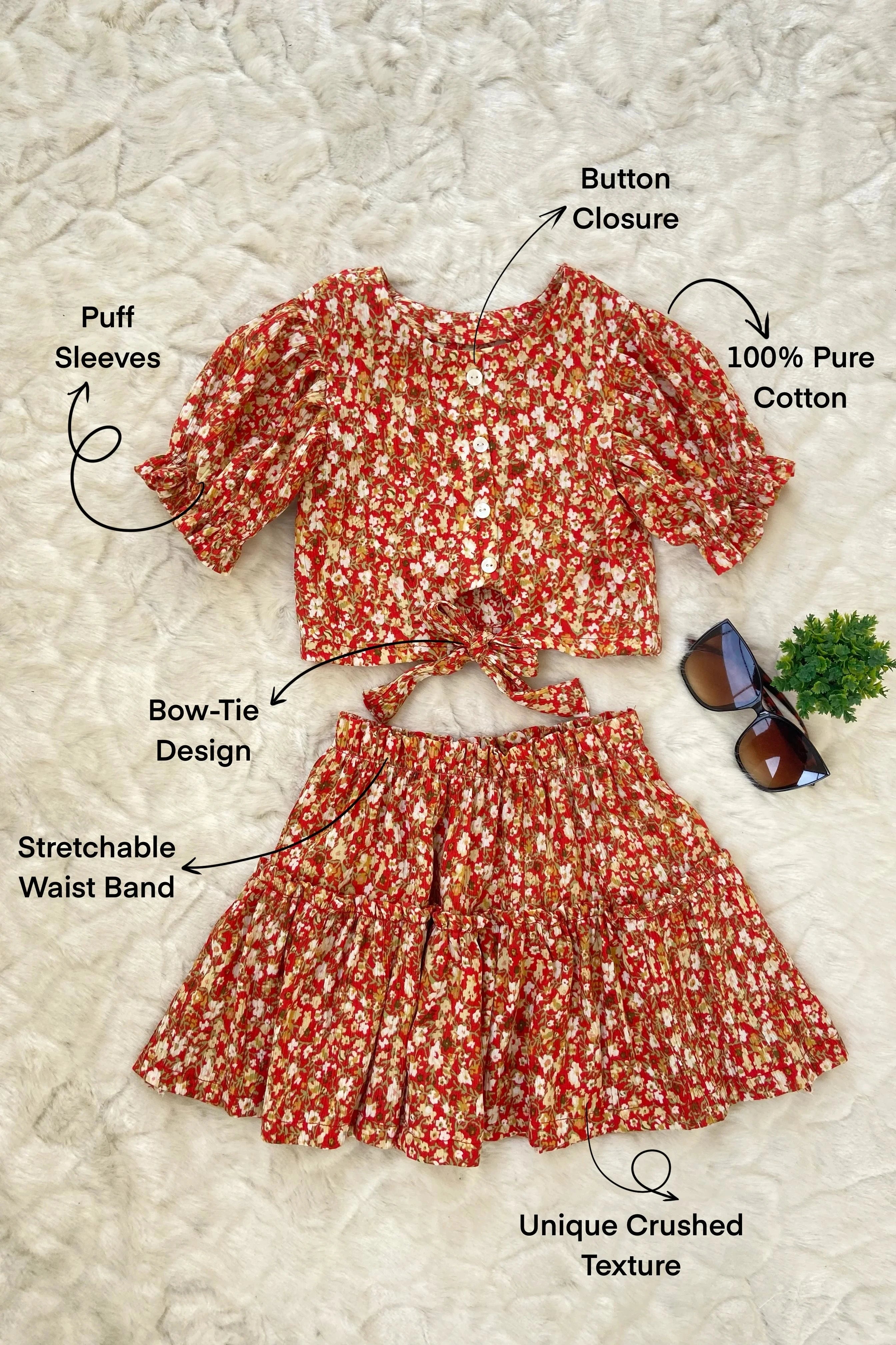 Girls Summer Outfit Skirt & Top Flat Feature