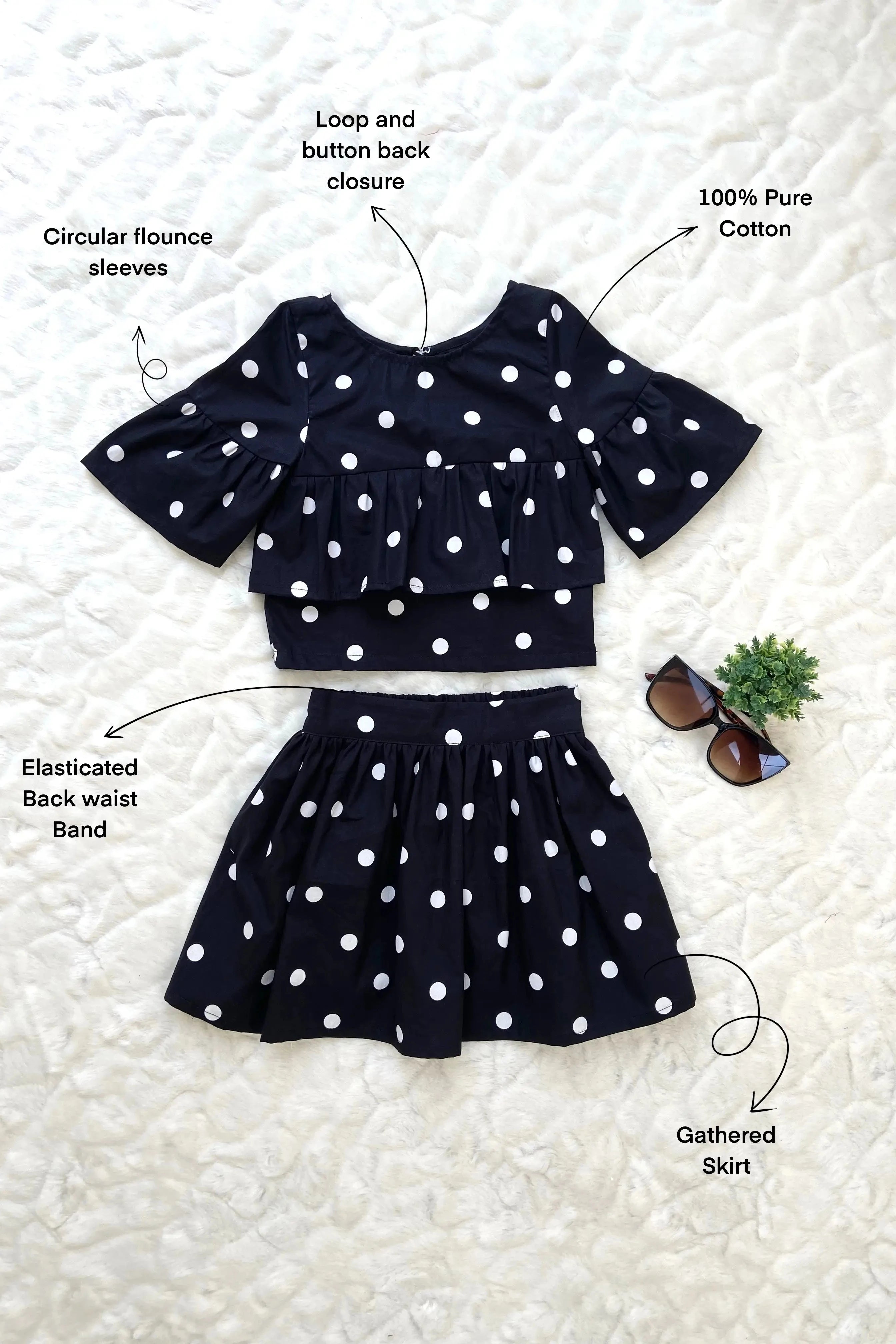 Black skirt and Top Set flat image with detail