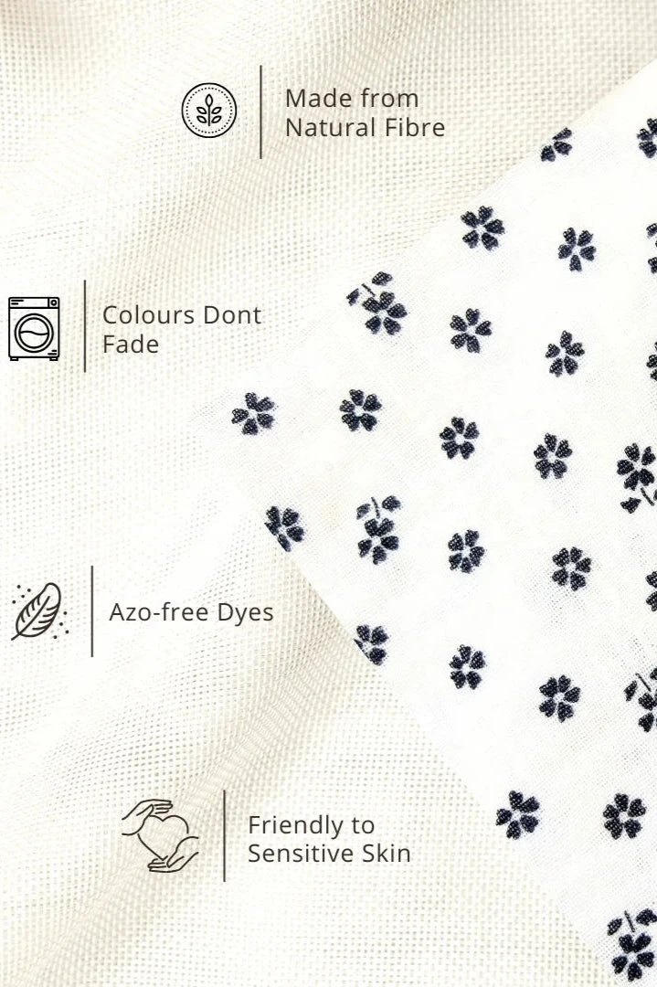 White Muslin Co ord Set for Girls Fabric