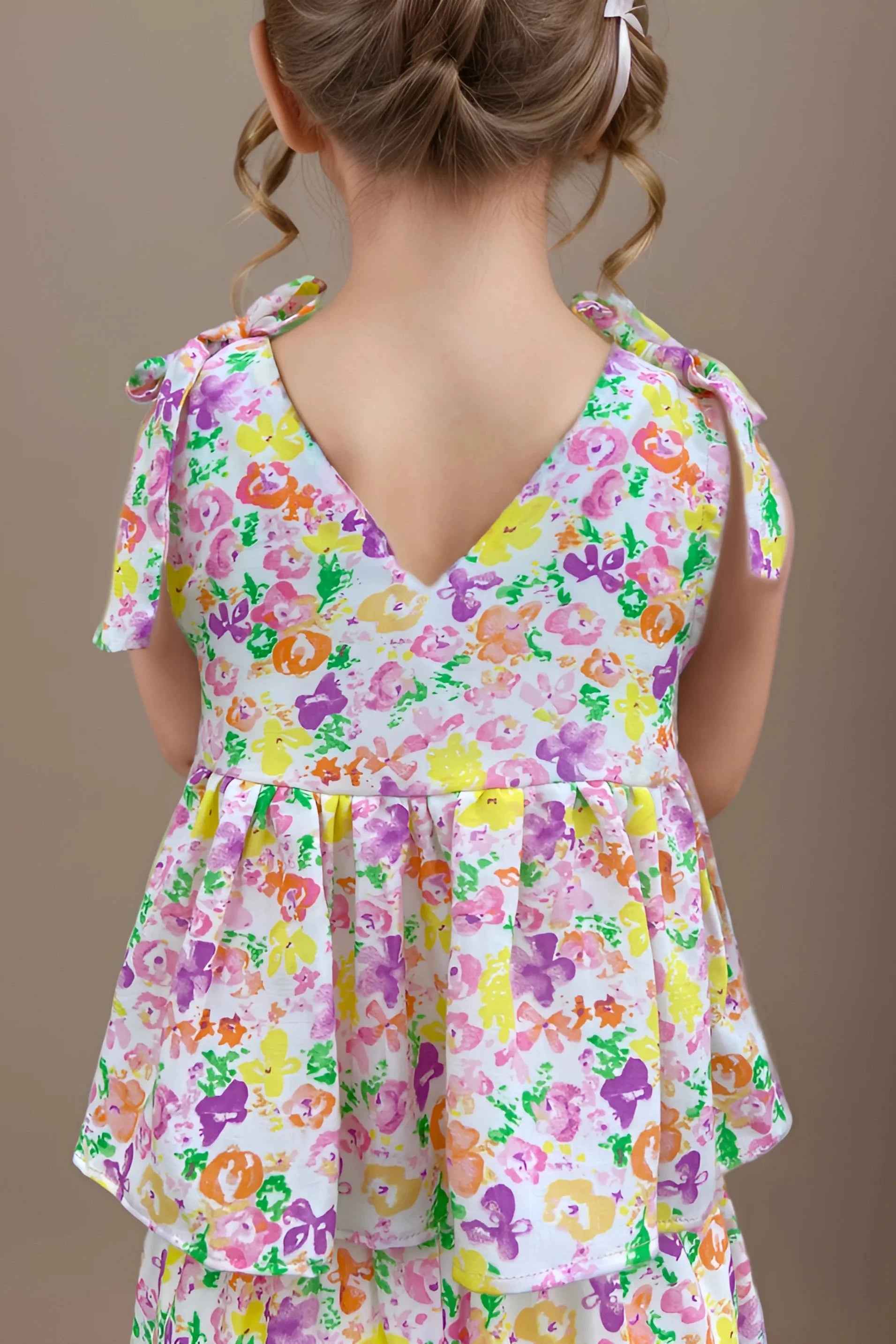 White floral Summer Co ord Back Detail