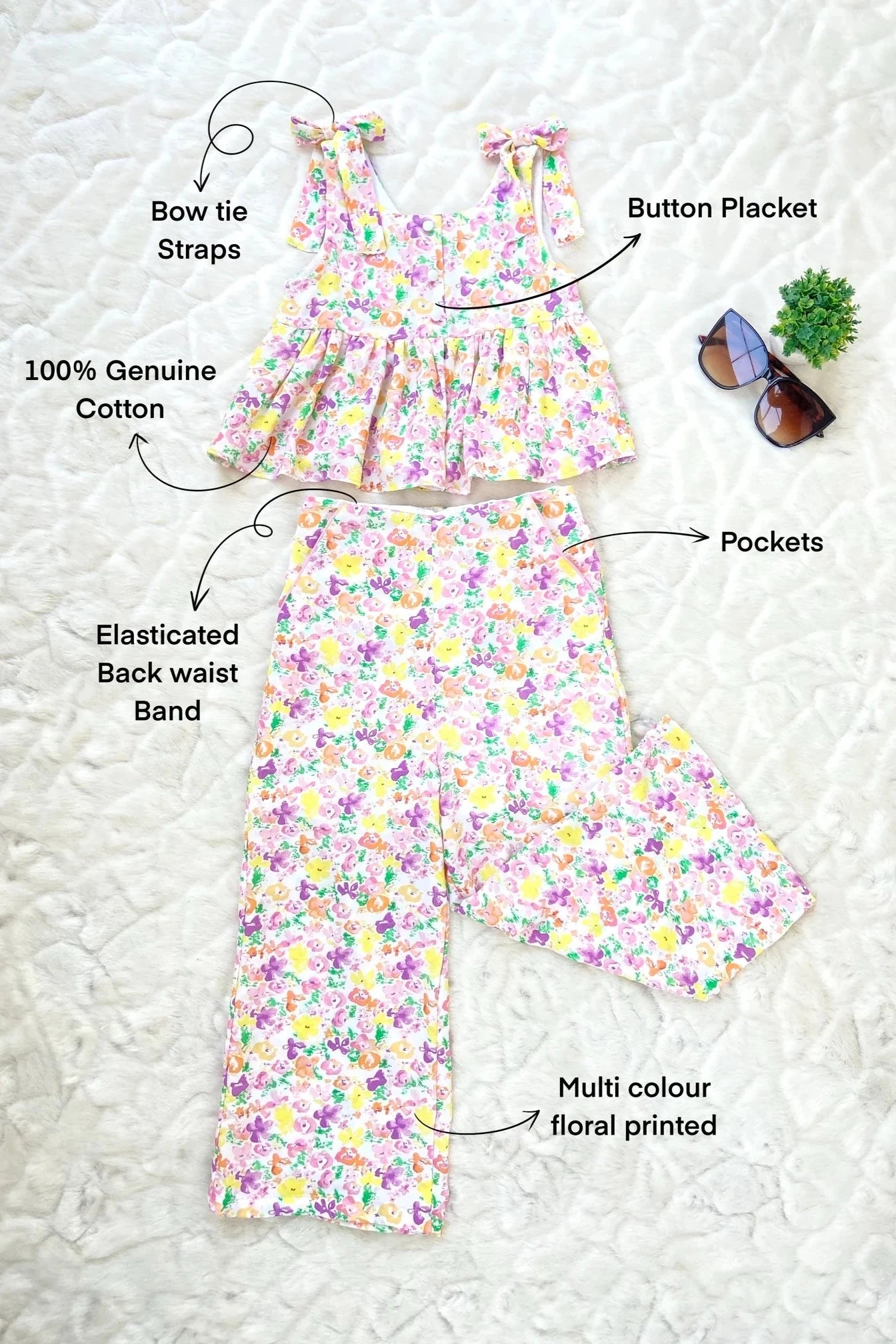 White floral Summer Co ord Flat Feature
