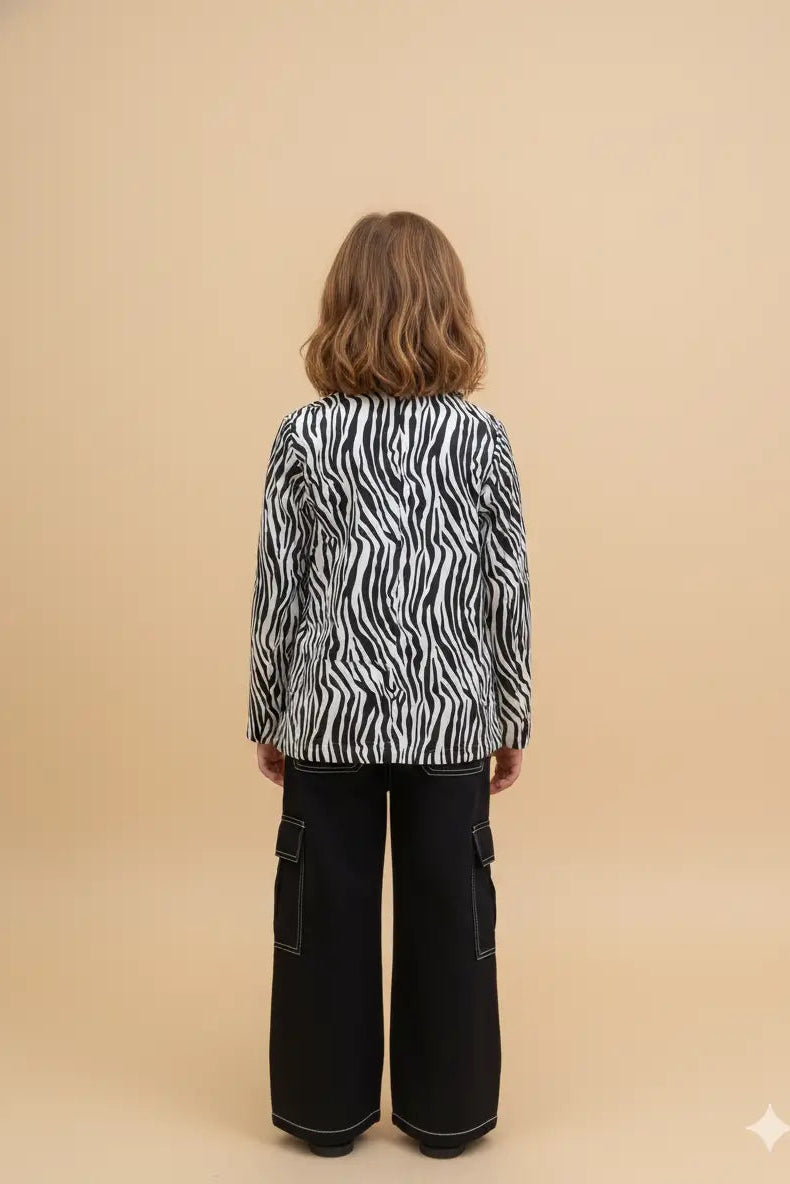 back full black zebra blazer