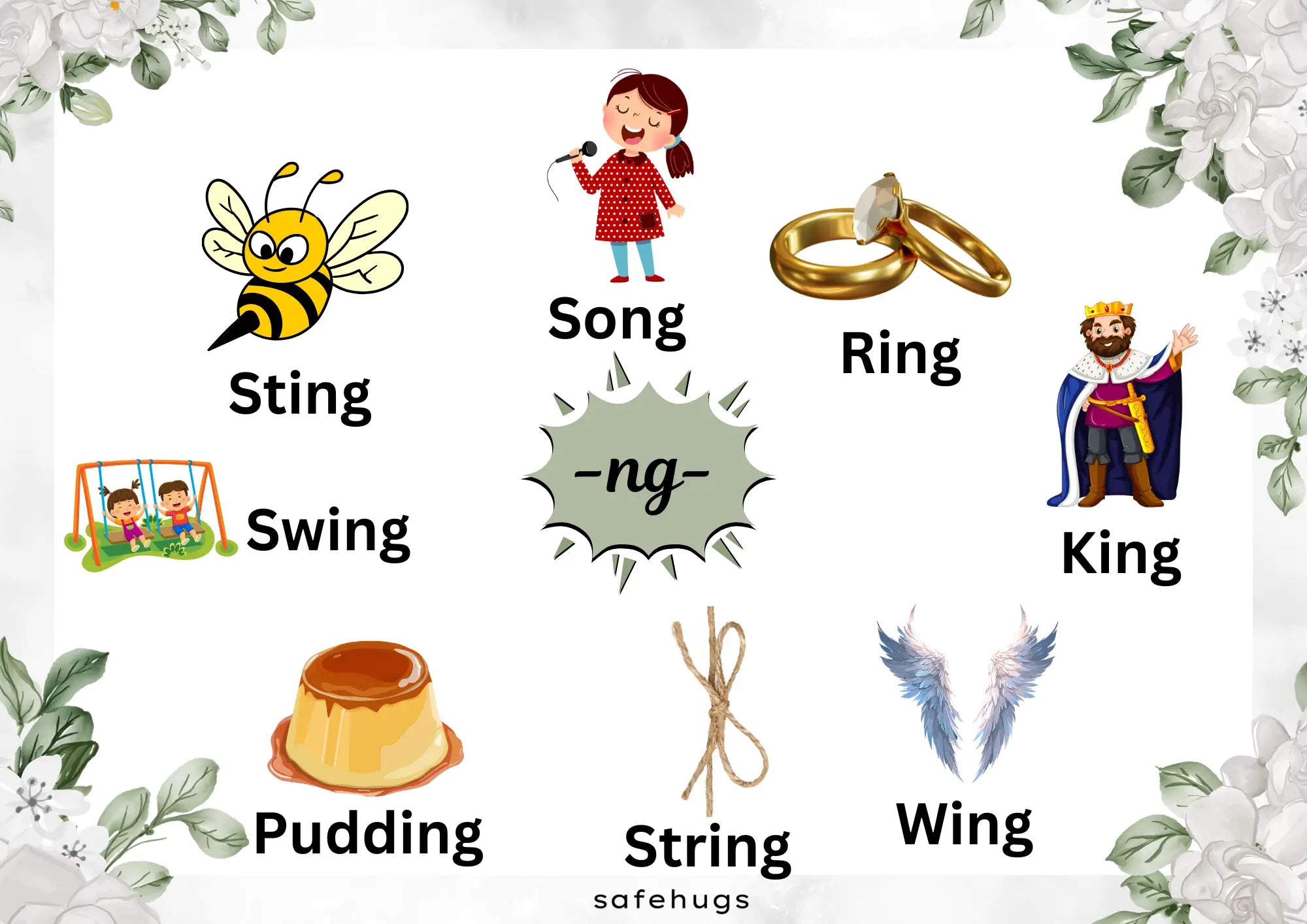 'ng' Words for kids with pictures