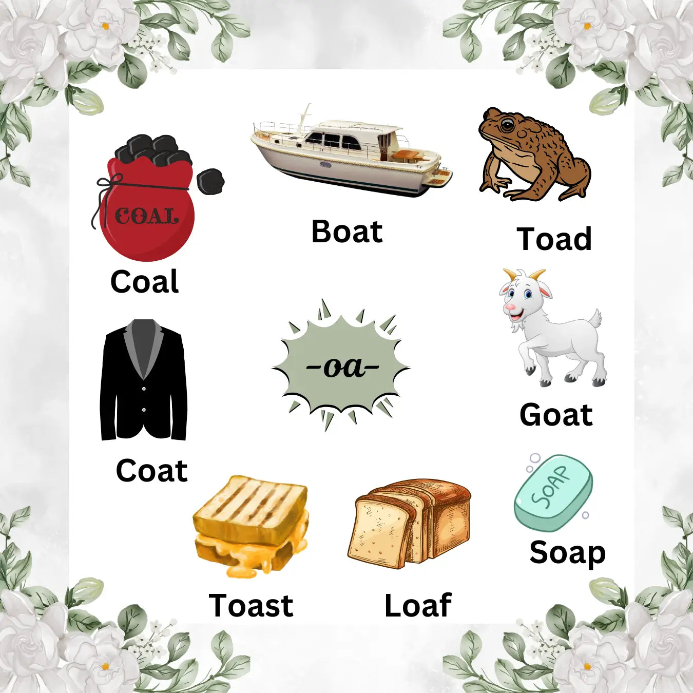 'oa' Words for Kids with Pictures & Worksheets