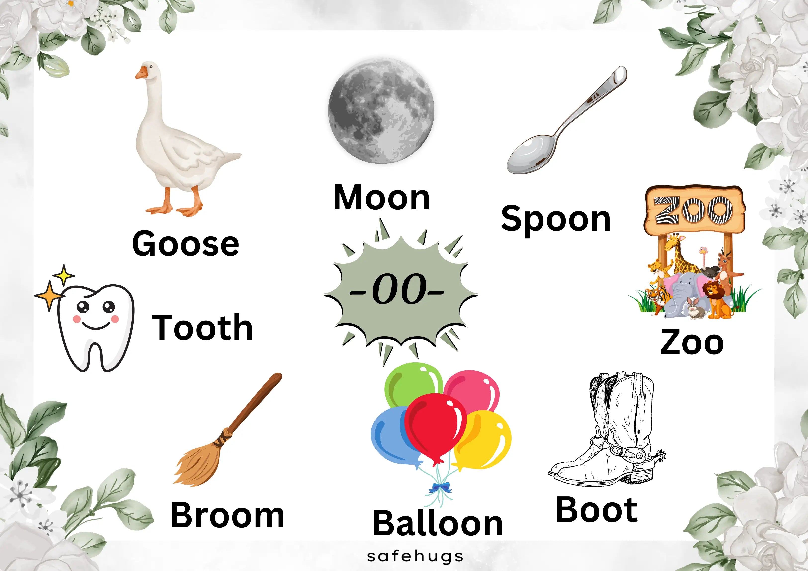 'OO' Words for kids with pictures