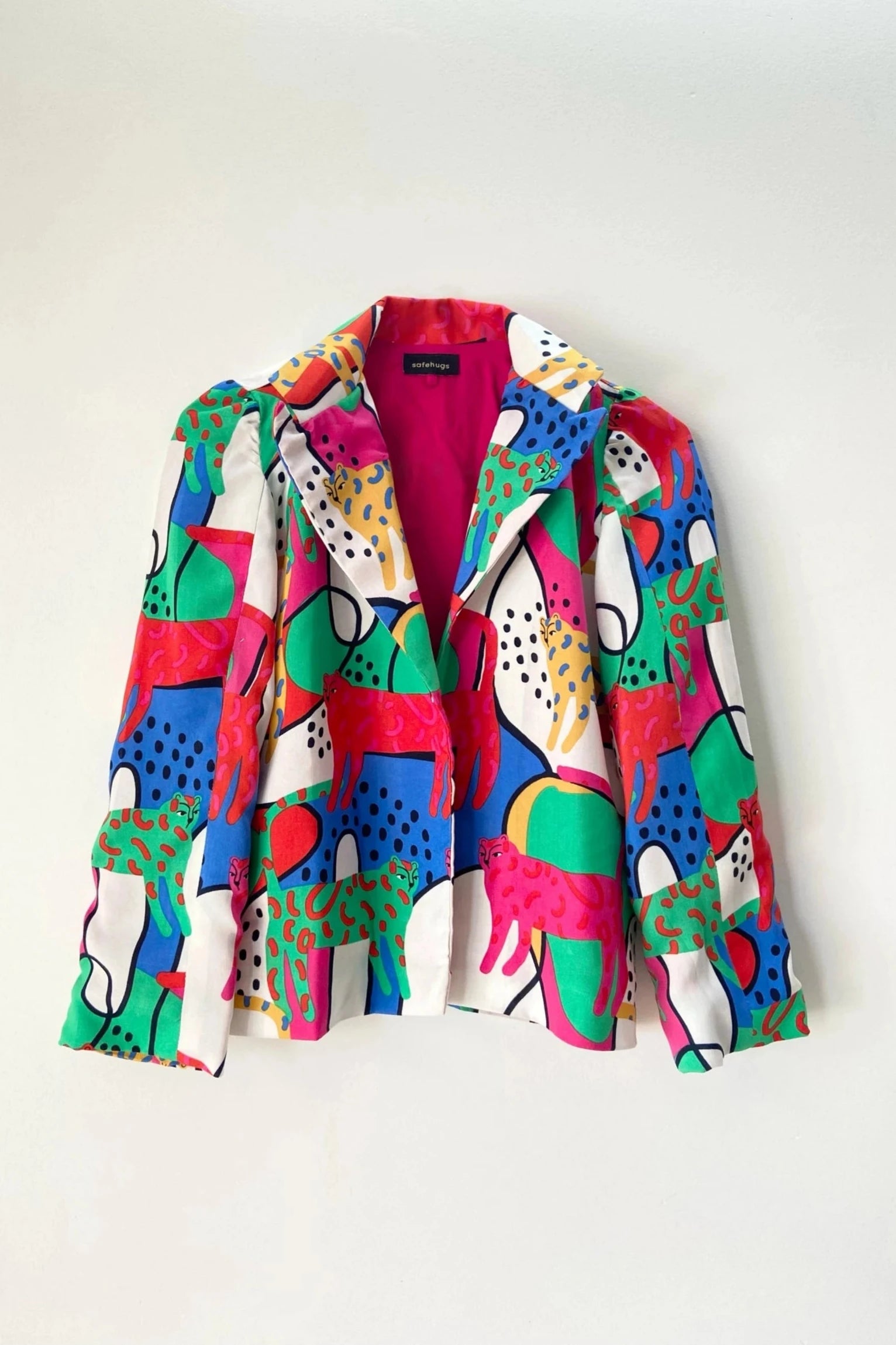 Animal Print Blazer Jackets for Girls Flat Front