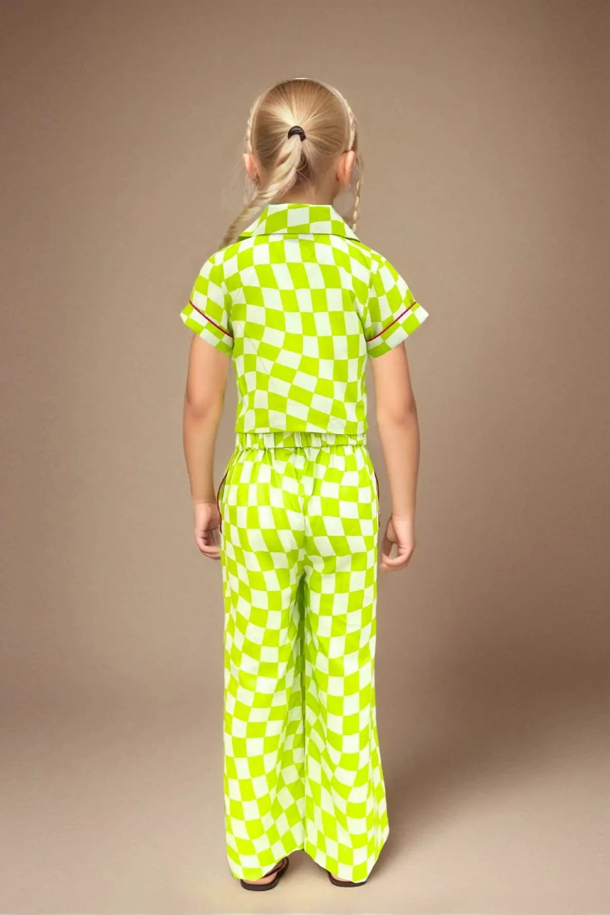 Full back view of a Trendy Cotton Co ord Set for Girls.