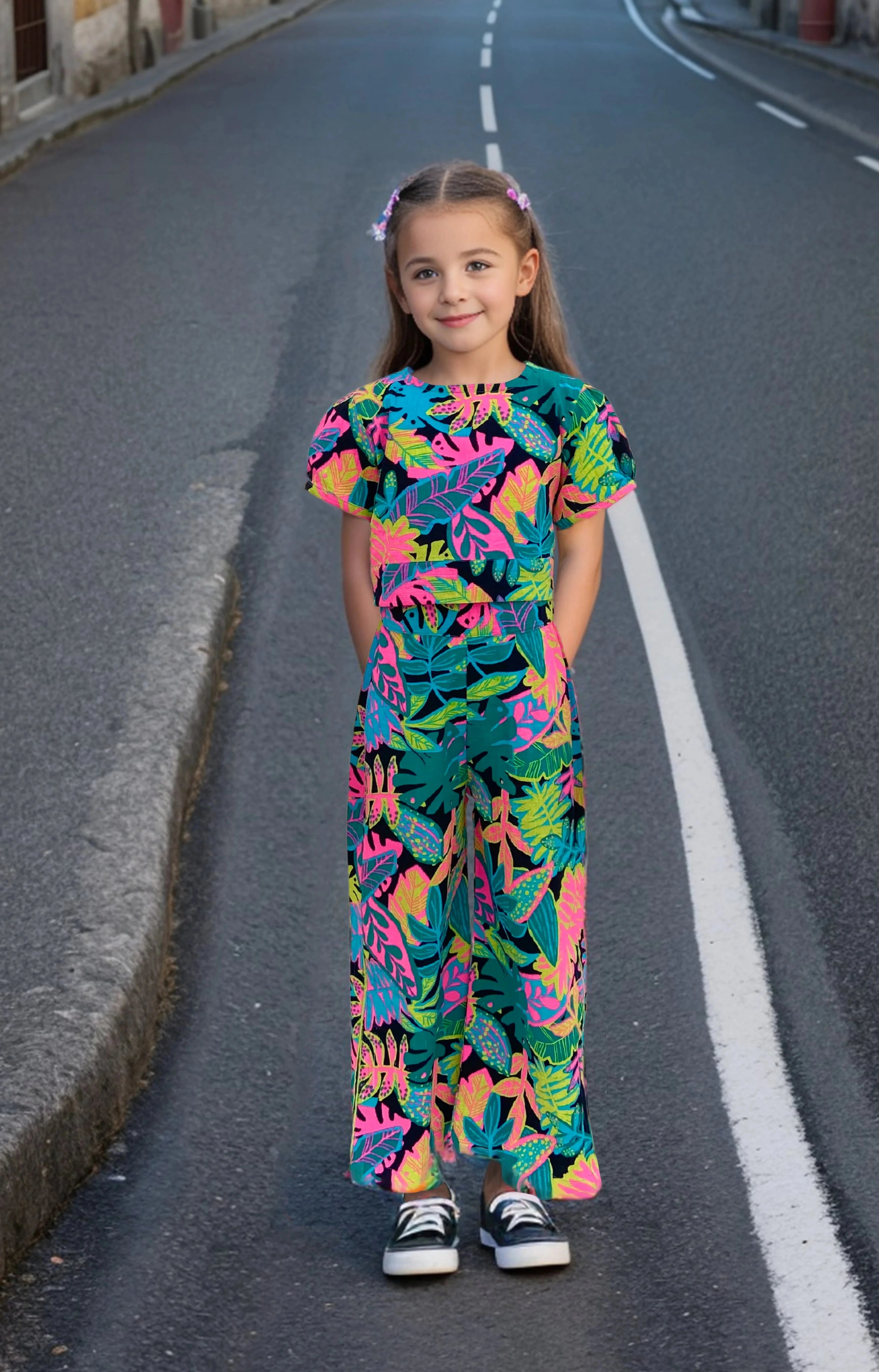 Black Party Cord Set for Girls Full Front