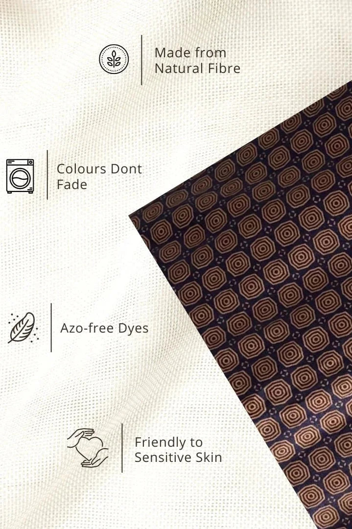 Fabric detail of a Brown Checked Cotton Dress for Girls.