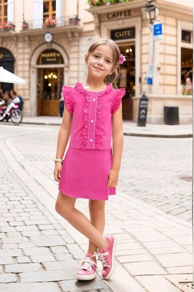 Girls Self Designed Frill Top with Skort