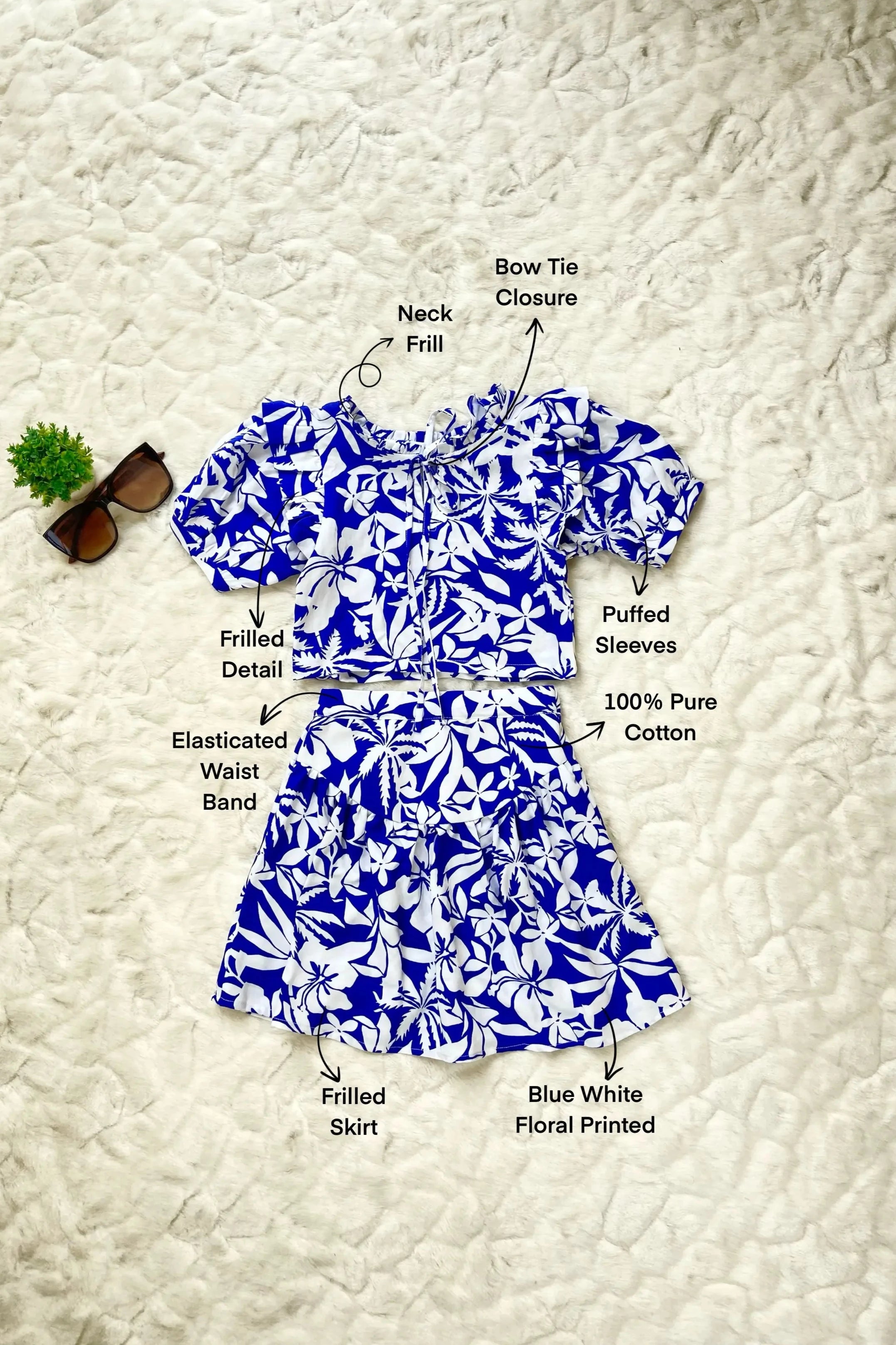 Flat Image of Blue cotton skirt top