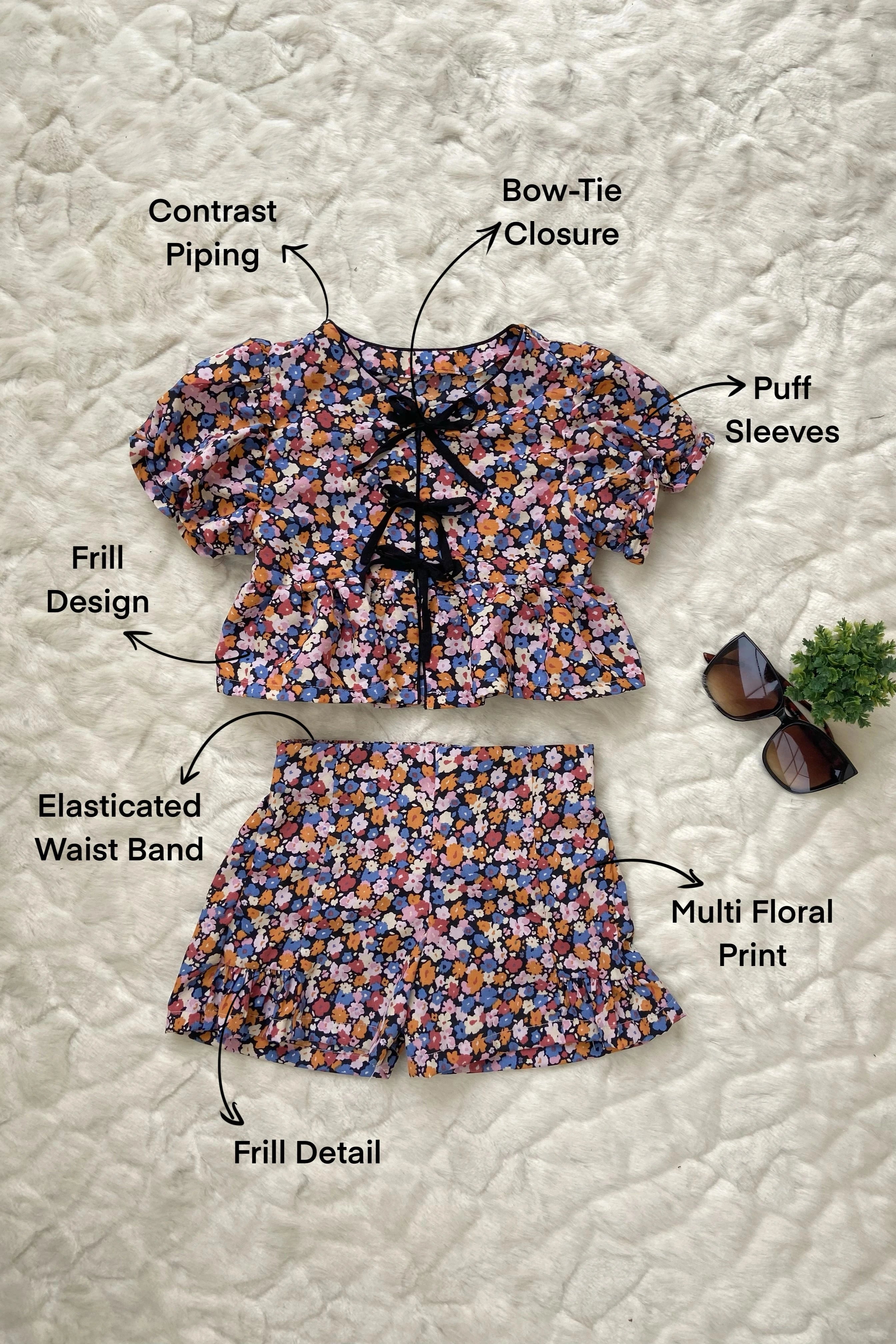 Flat image of a Floral Summer Co-ord Set for Girls.