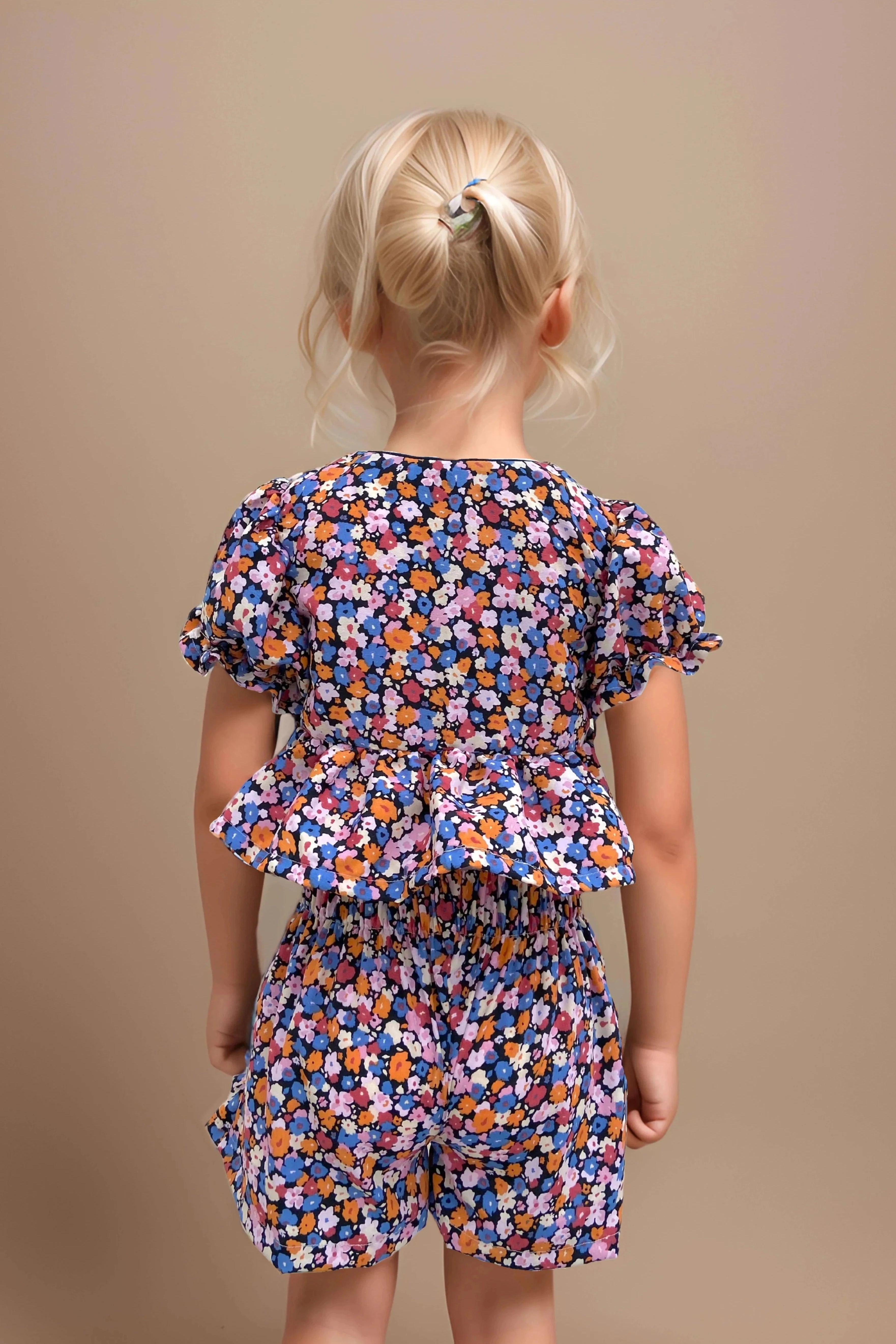 Back close up of a Floral Summer Co-ord Set for Girls.