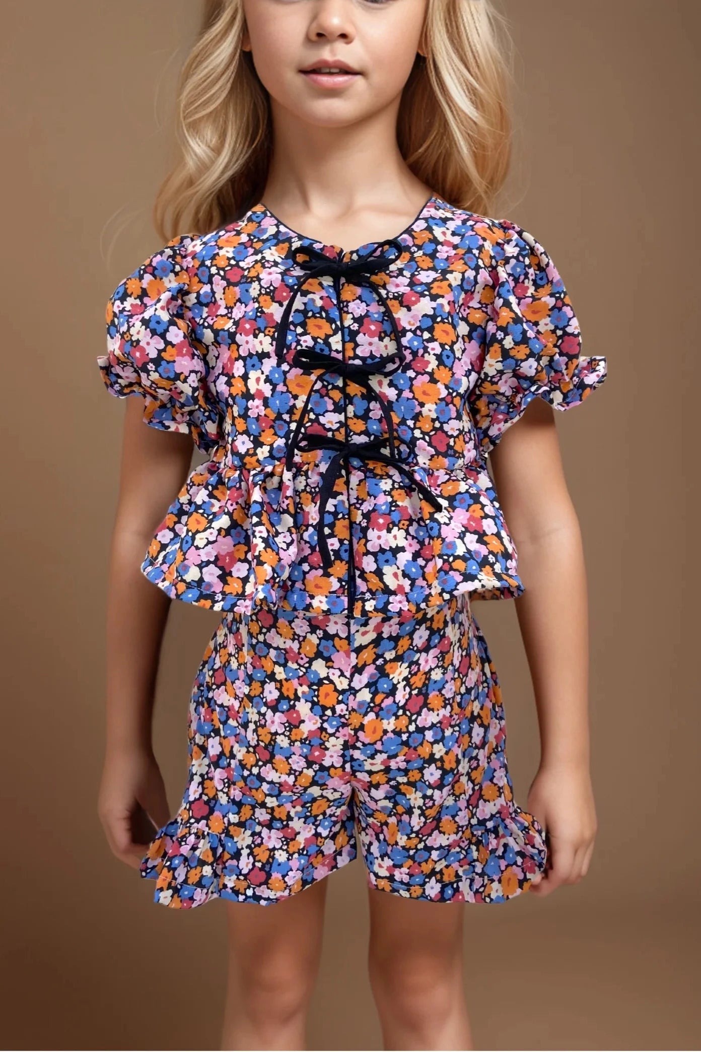 Floral Summer Co-ord Set for Girls Front Detailed