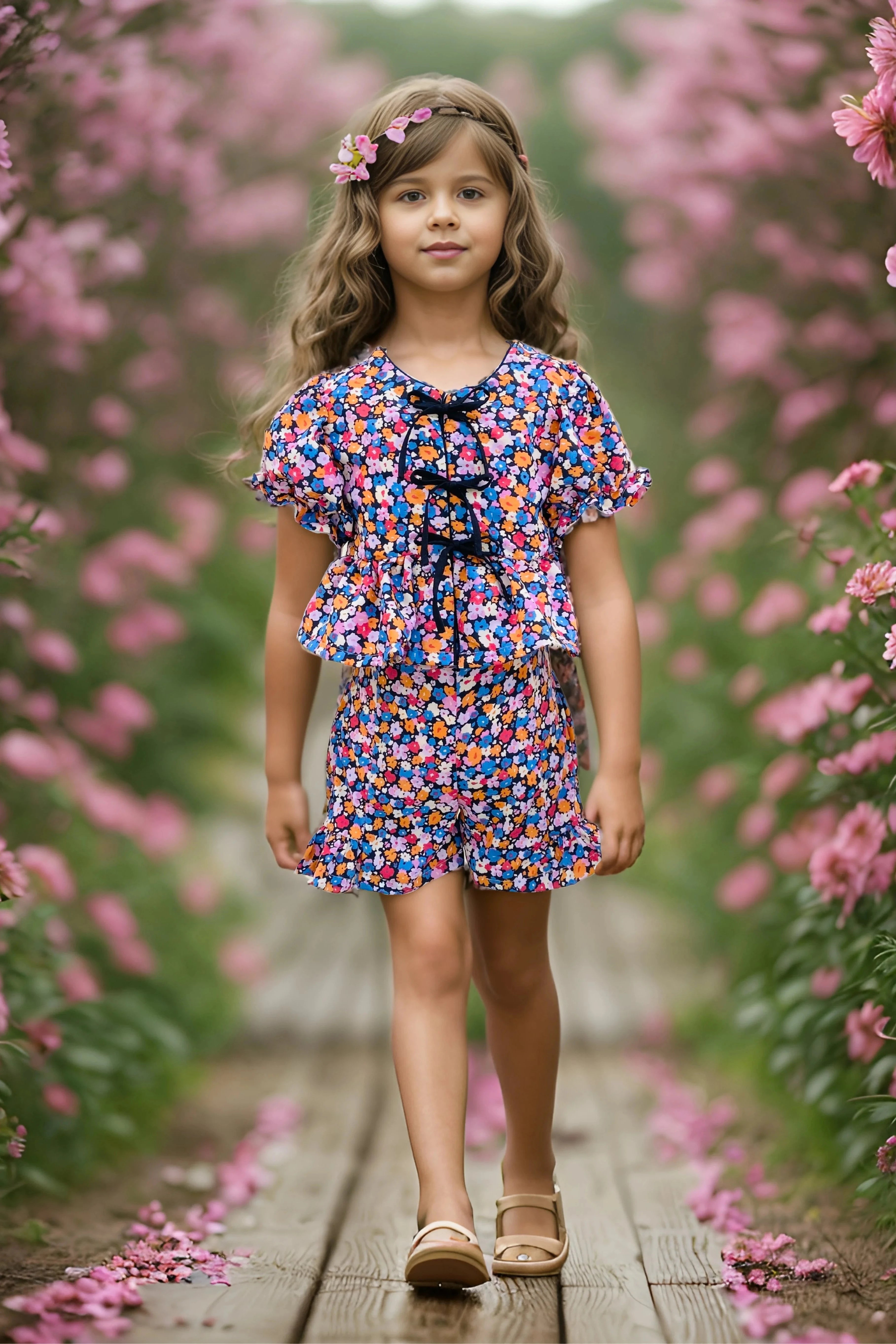 Floral Summer Co-ord Set for Girls Front Full