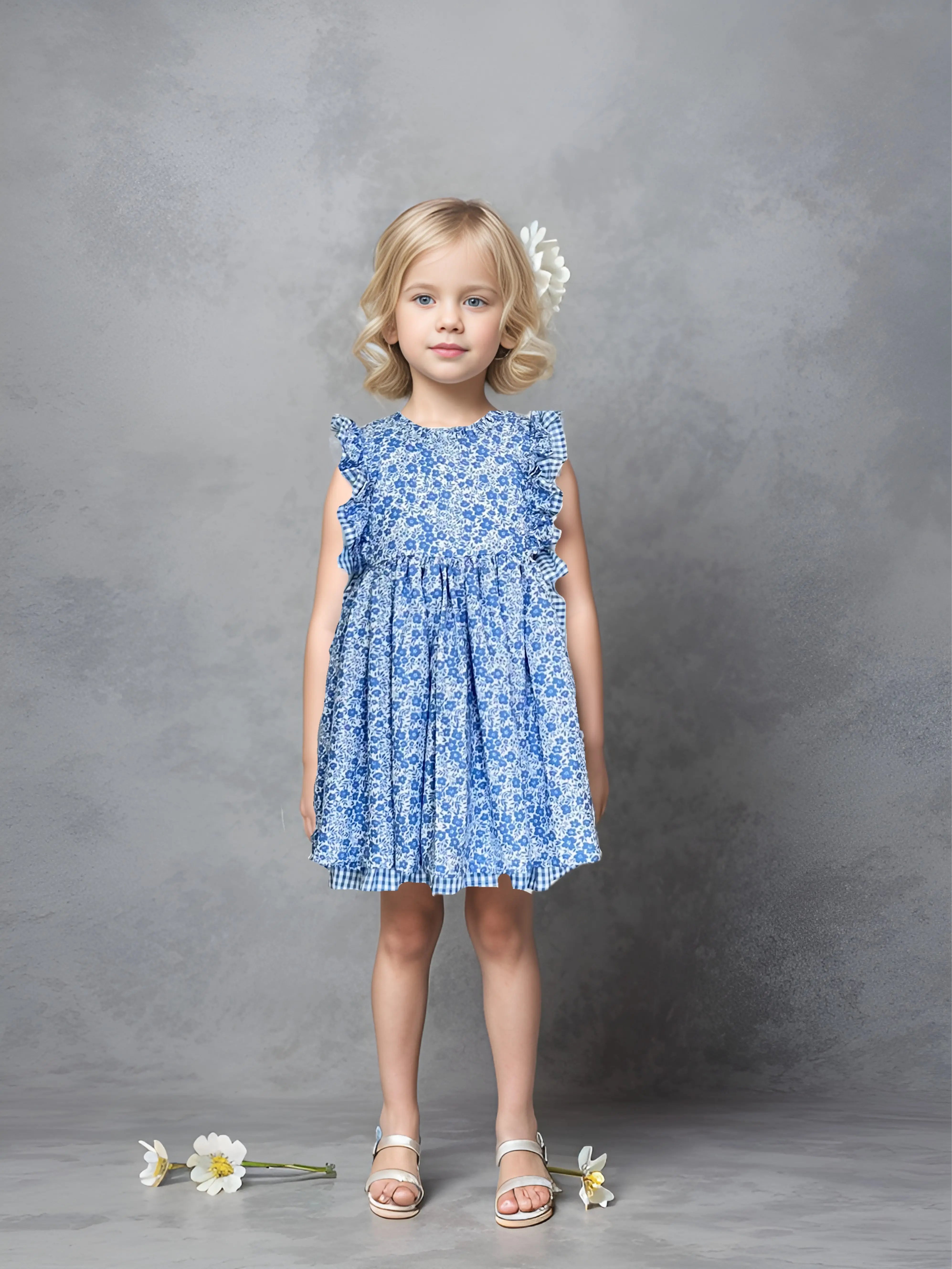 Floral Print Cotton Dress For Girls