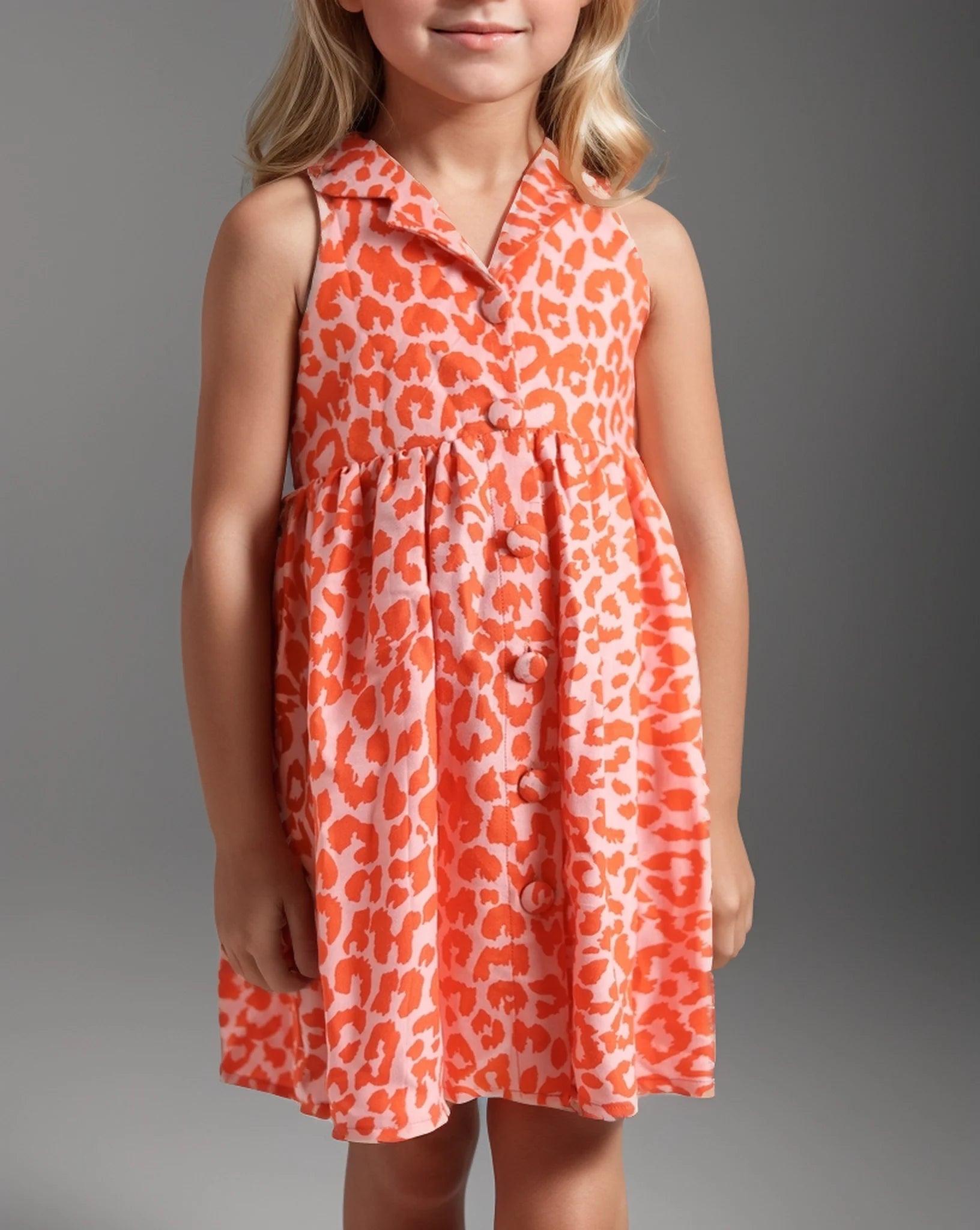 Pure Cotton Cheetah Print Dress For Girls