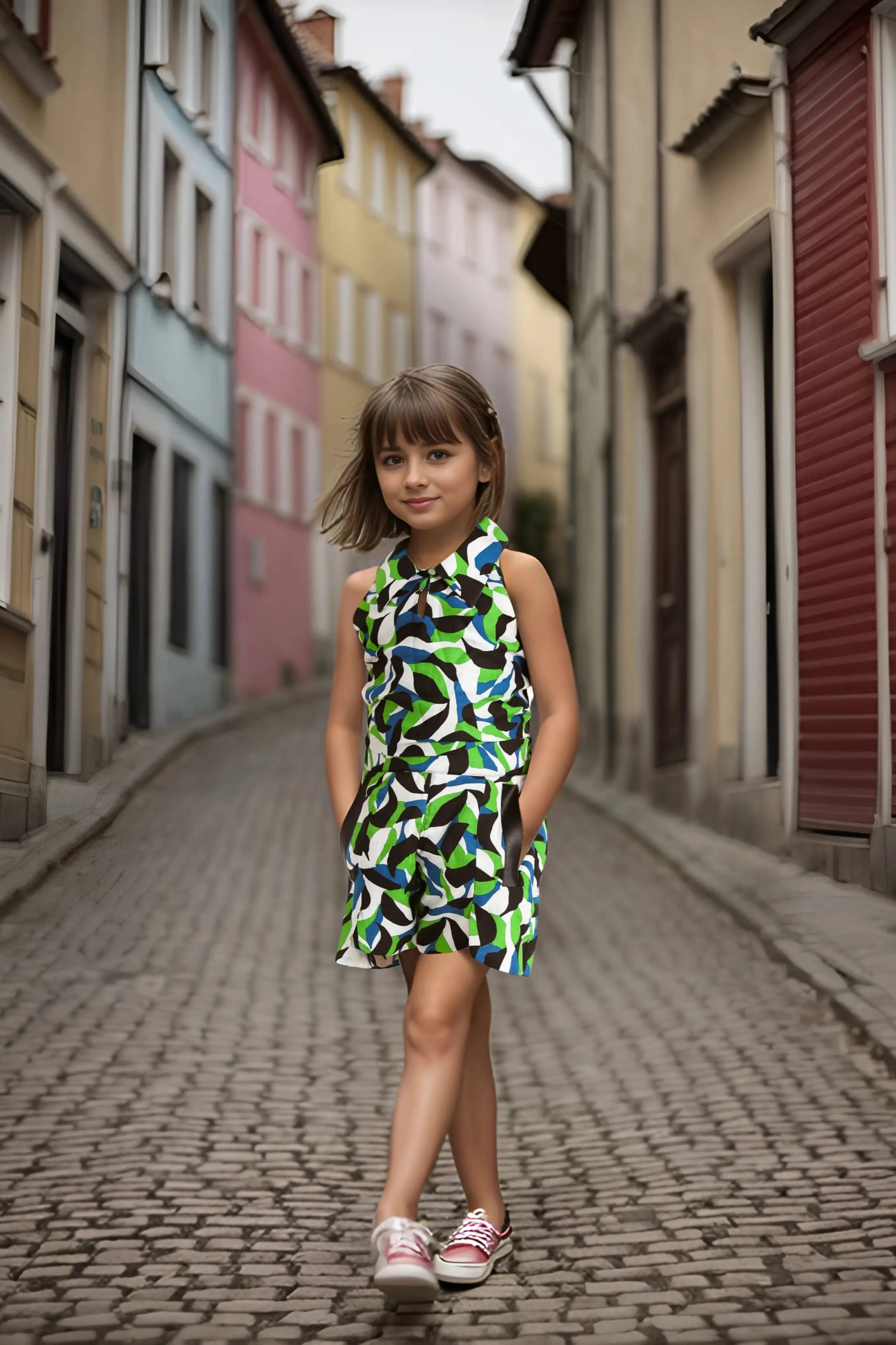 Girl's Stylish Top and Shorts Front Full