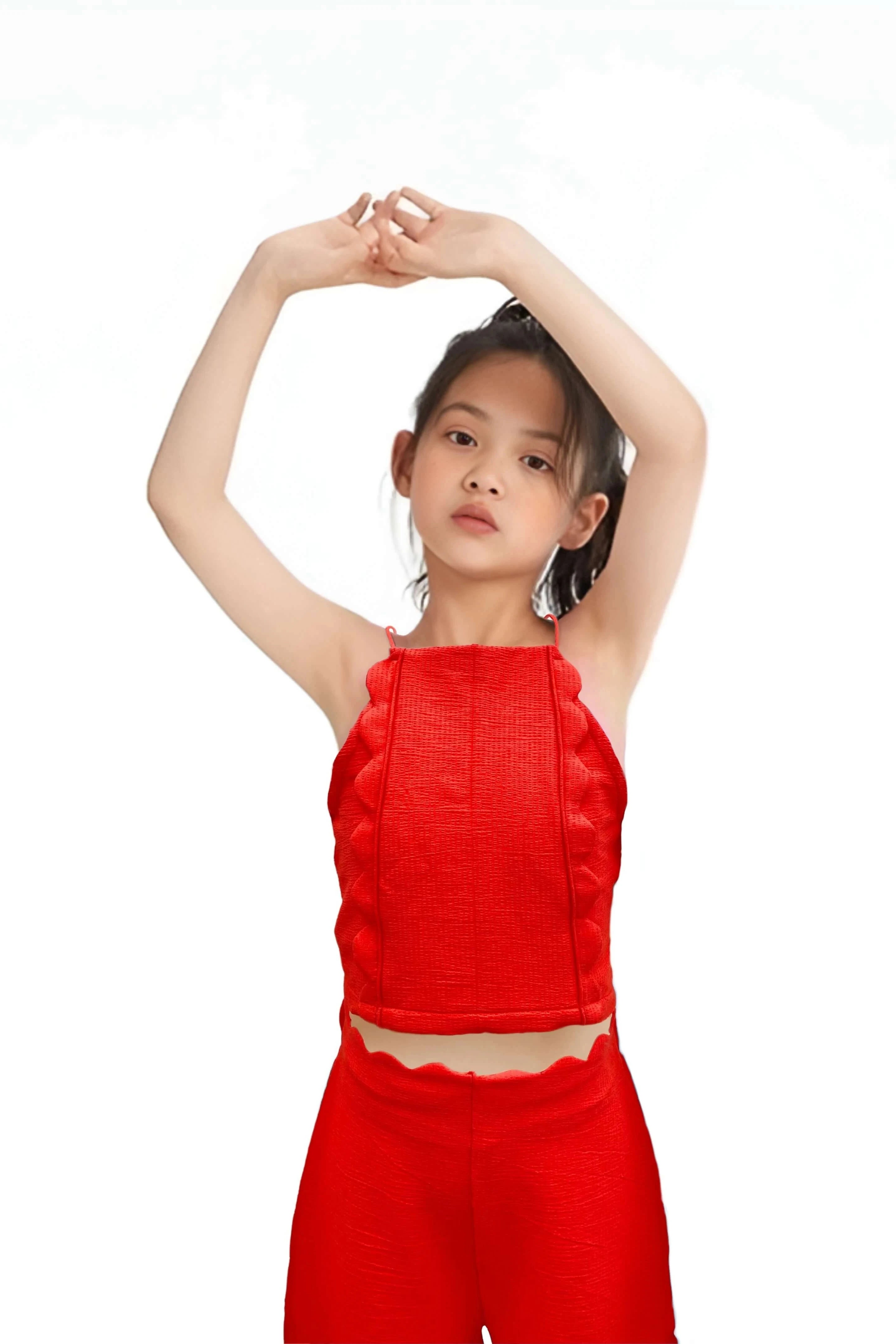 Girls Halter Neck Top & Pants Front Detail