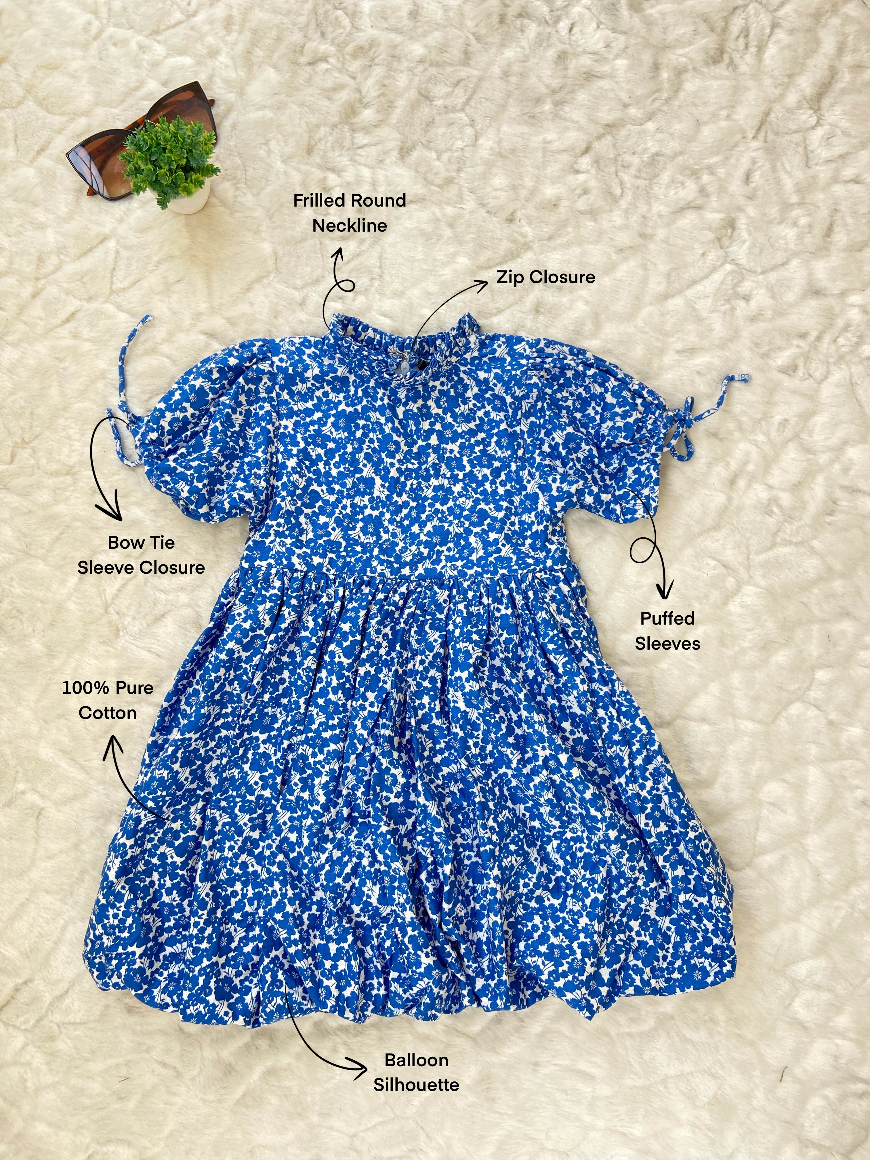 Floral Print Summer Pure Cotton Dress For Girls