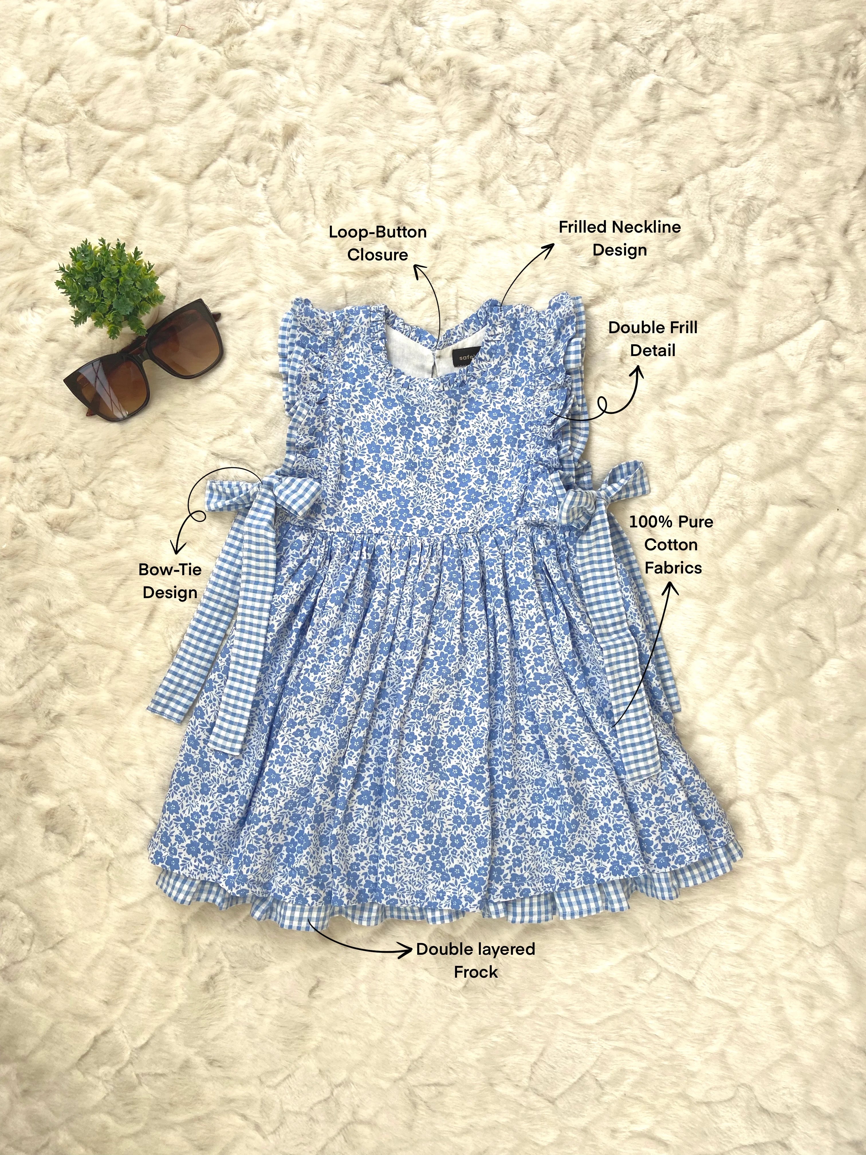 Floral Print Cotton Dress For Girls