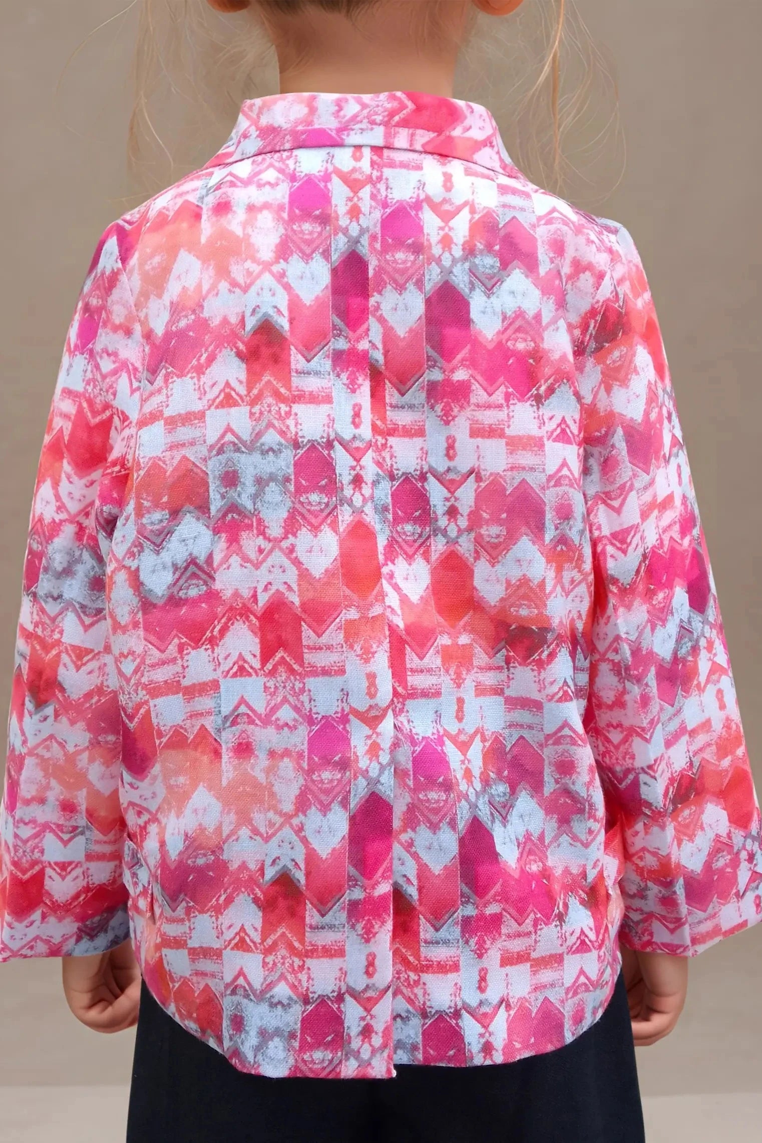 Back view of a Trendy Pink Girls' Jacket.