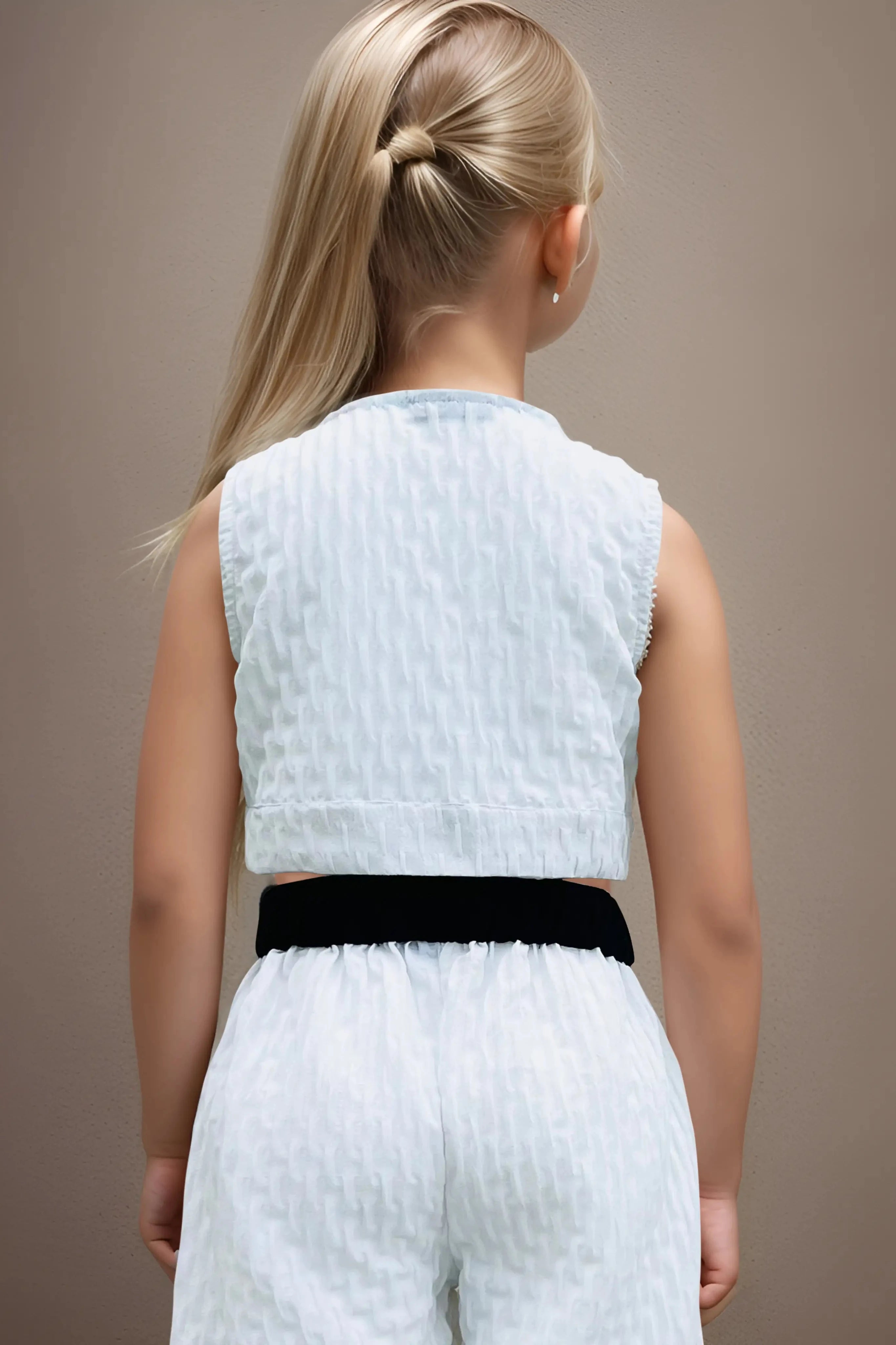 Back close up of a White Monochrome Co-Ord Set.