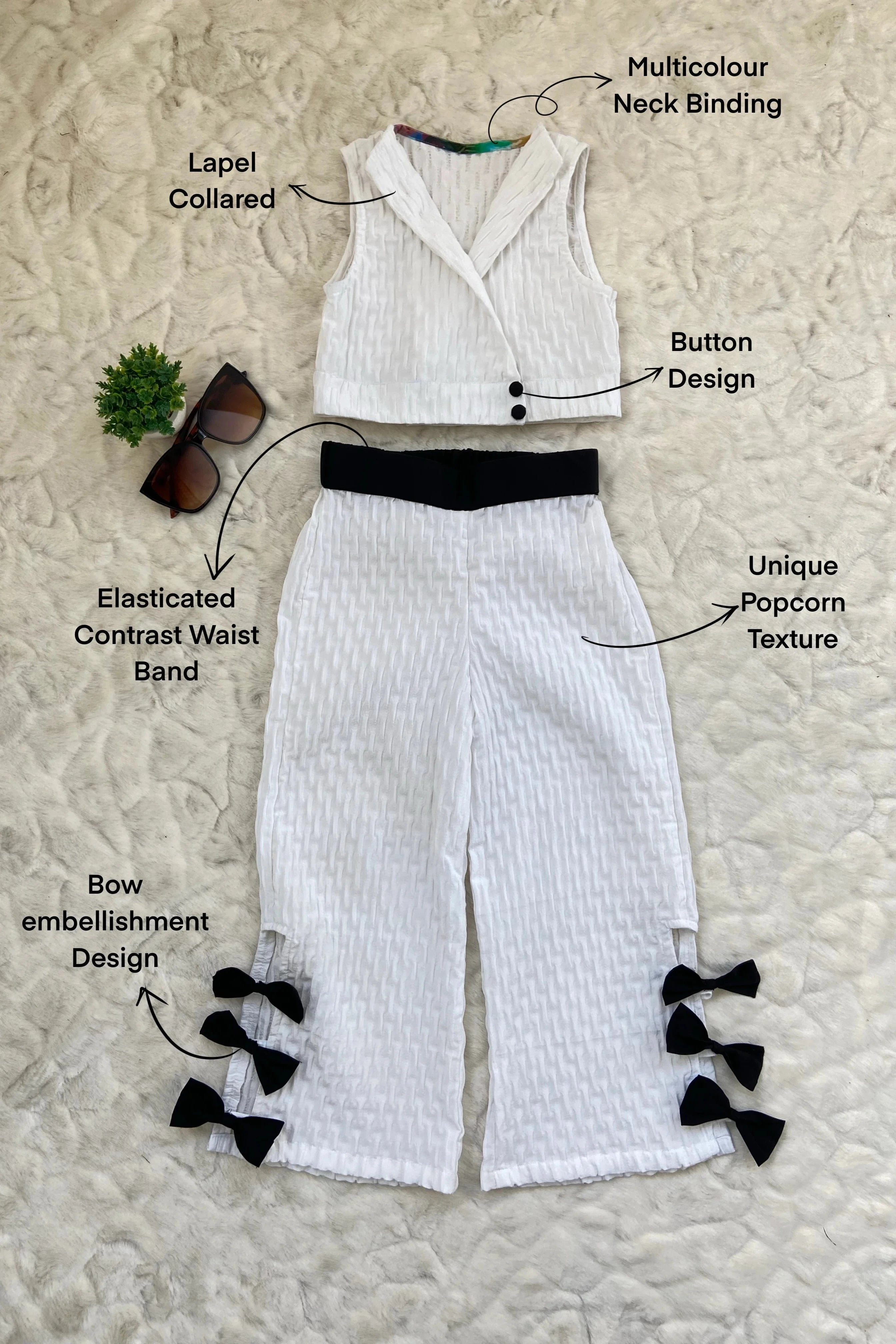 Flat image of a White Monochrome Co-Ord Set.