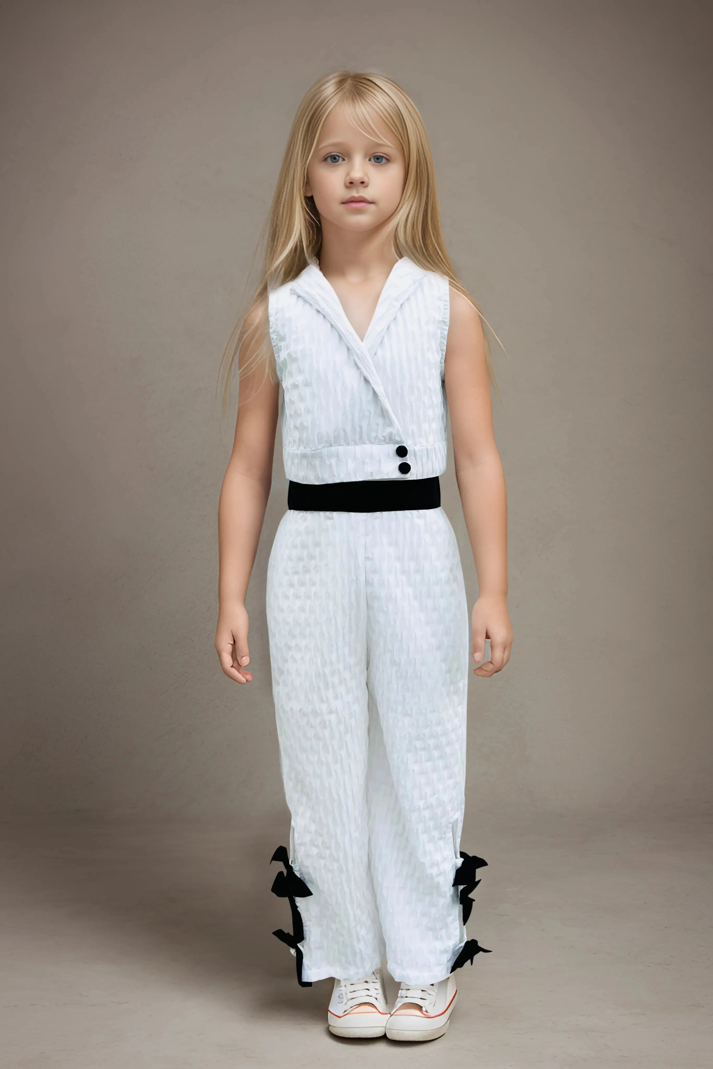 Full front of a White Monochrome Co-Ord Set.