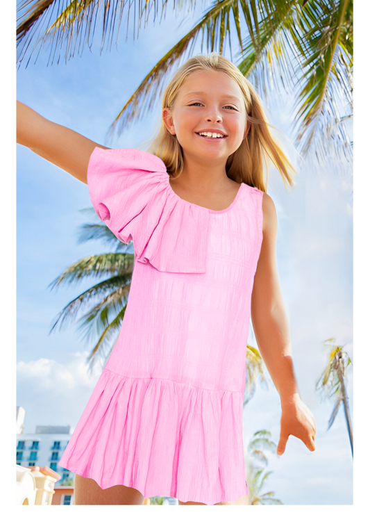 Pure Cotton Summer Dress for Girls in Pink