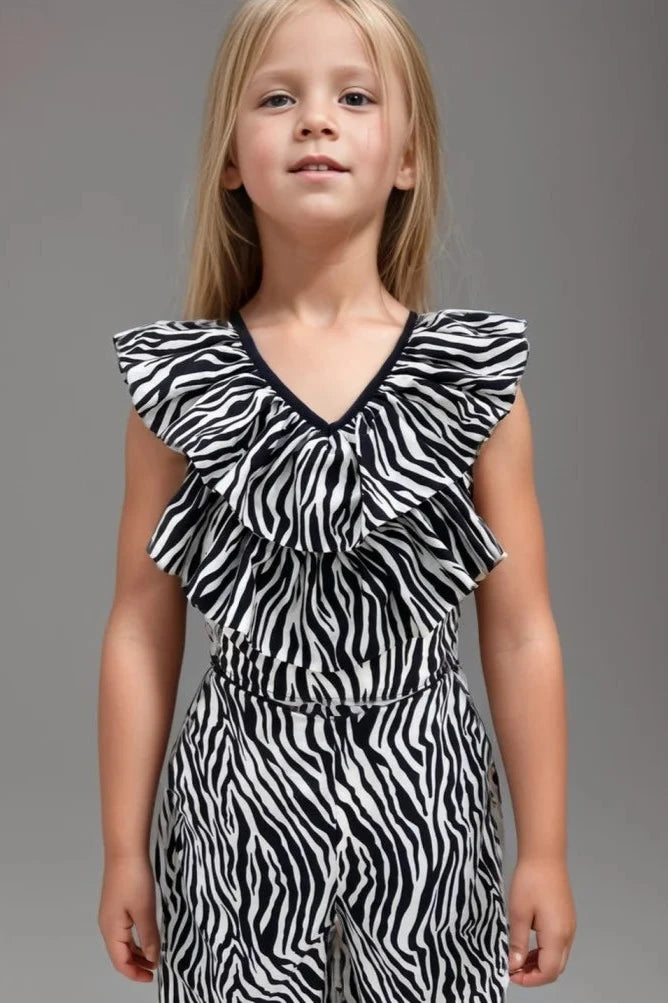 Pure Cotton Animal Print Co-ord Set For Girls Front Detail