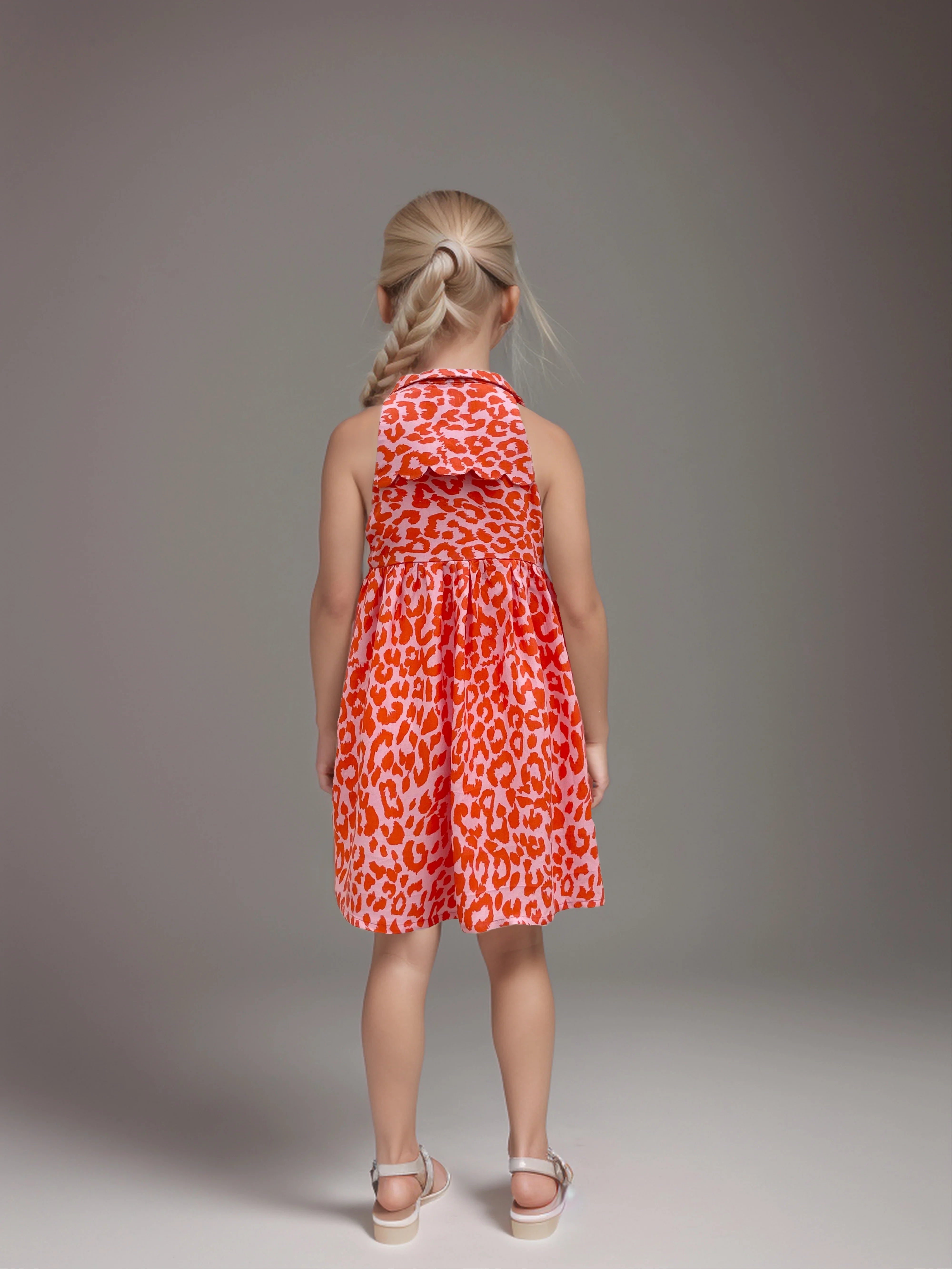 Pure Cotton Cheetah Print Dress For Girls