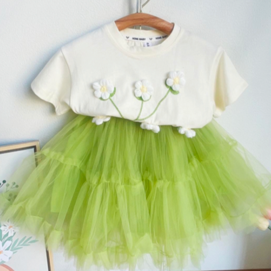 Pure Cotton Top Green Skirt Party wear  Fancy Dress for  girl - Safehugs