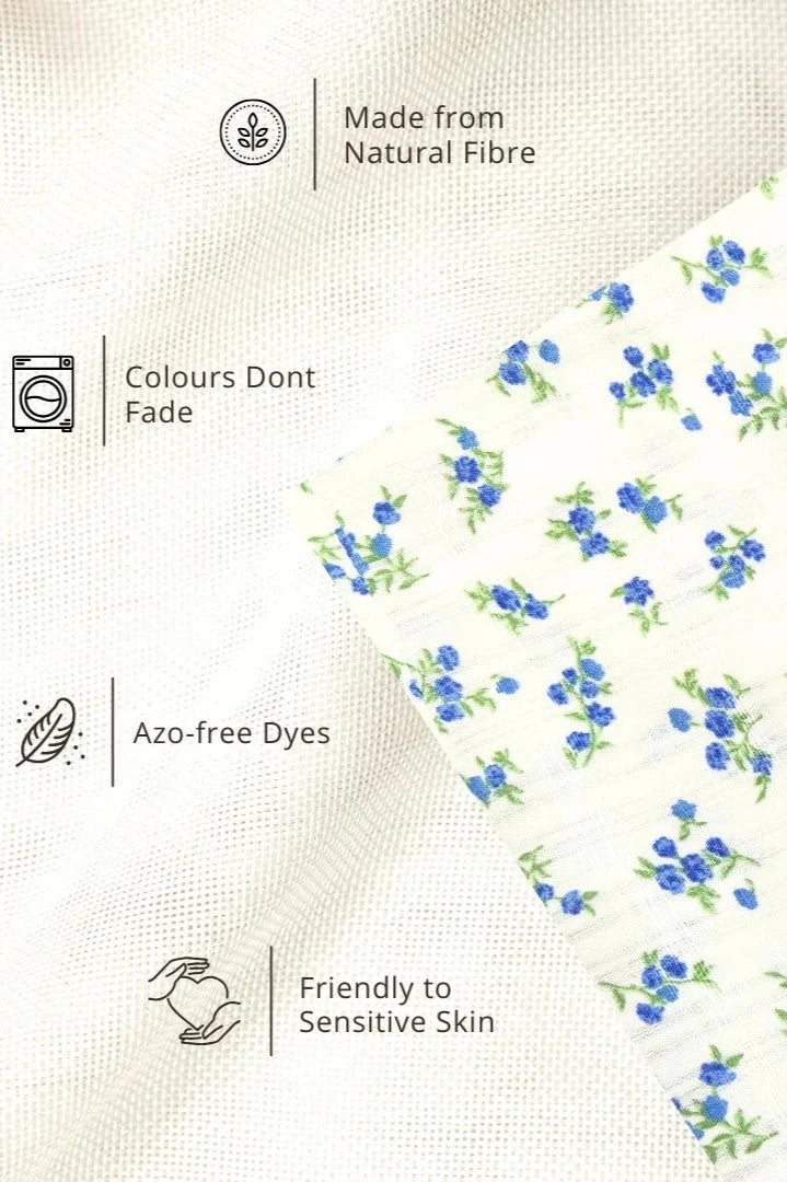 White Floral Cotton Clothing Set Fabric