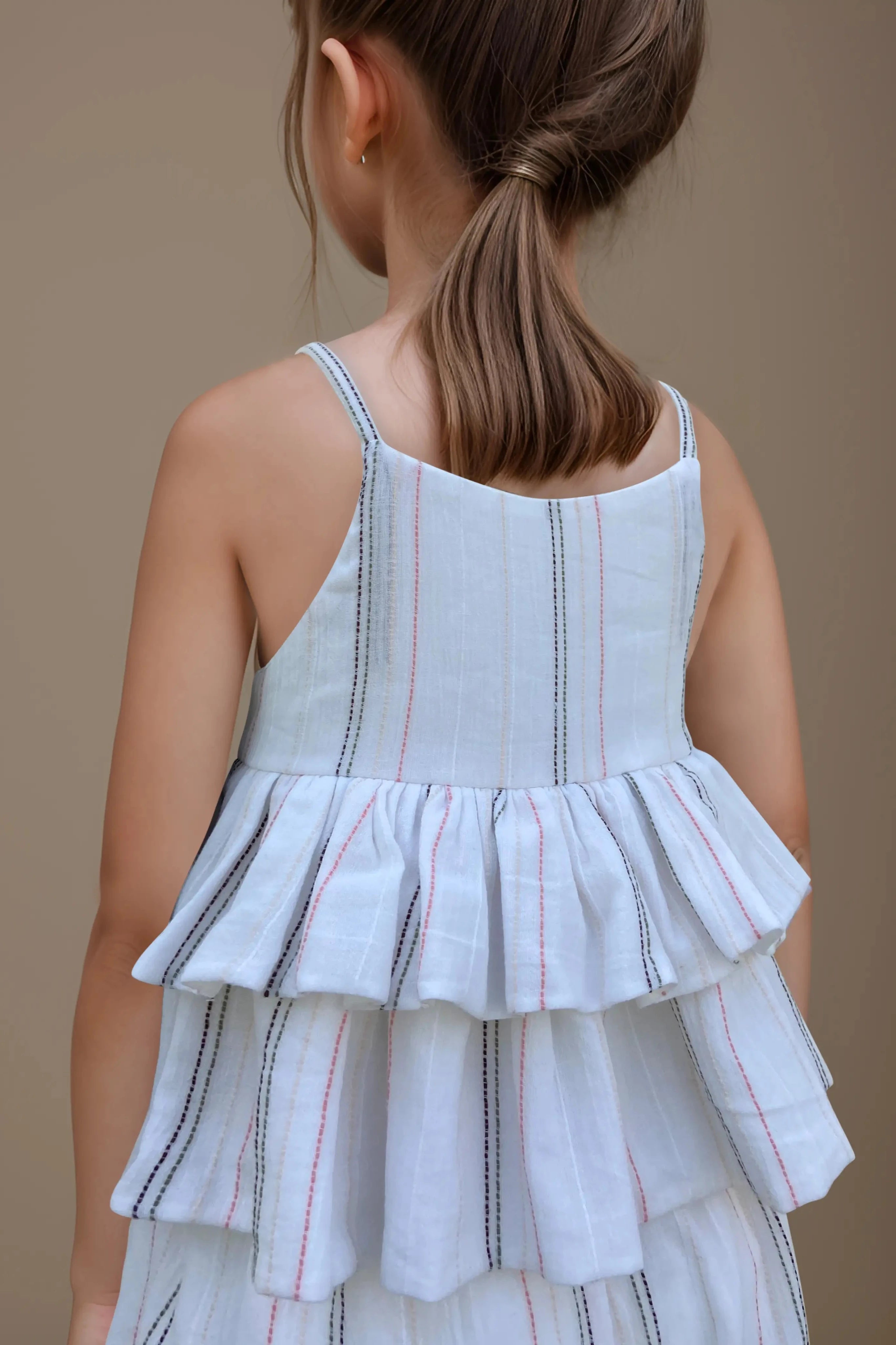 Back close up view of a kids Organic Cotton Muslin Co-Ord Set.