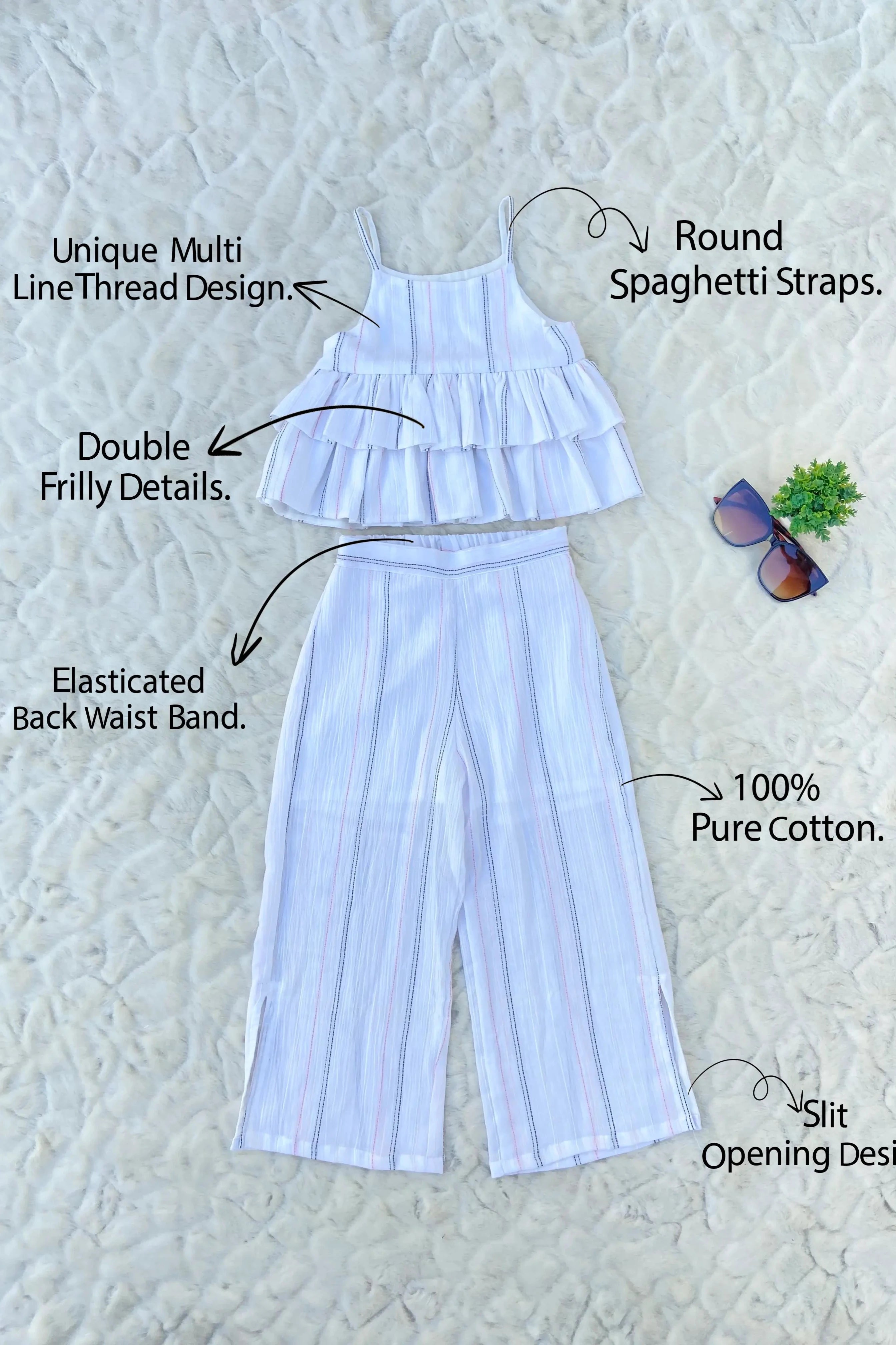 Flat image of a kids Organic Cotton Muslin Co-Ord Set.