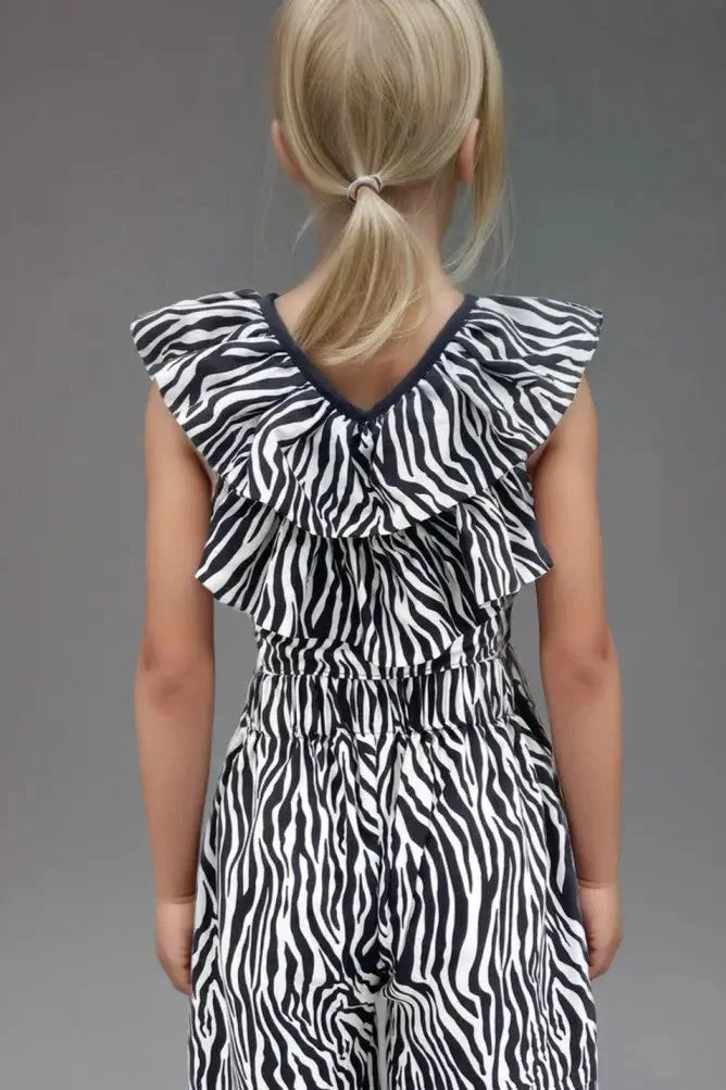 Back close up view of a Pure Cotton Animal Print Co-ord Set For Girls.